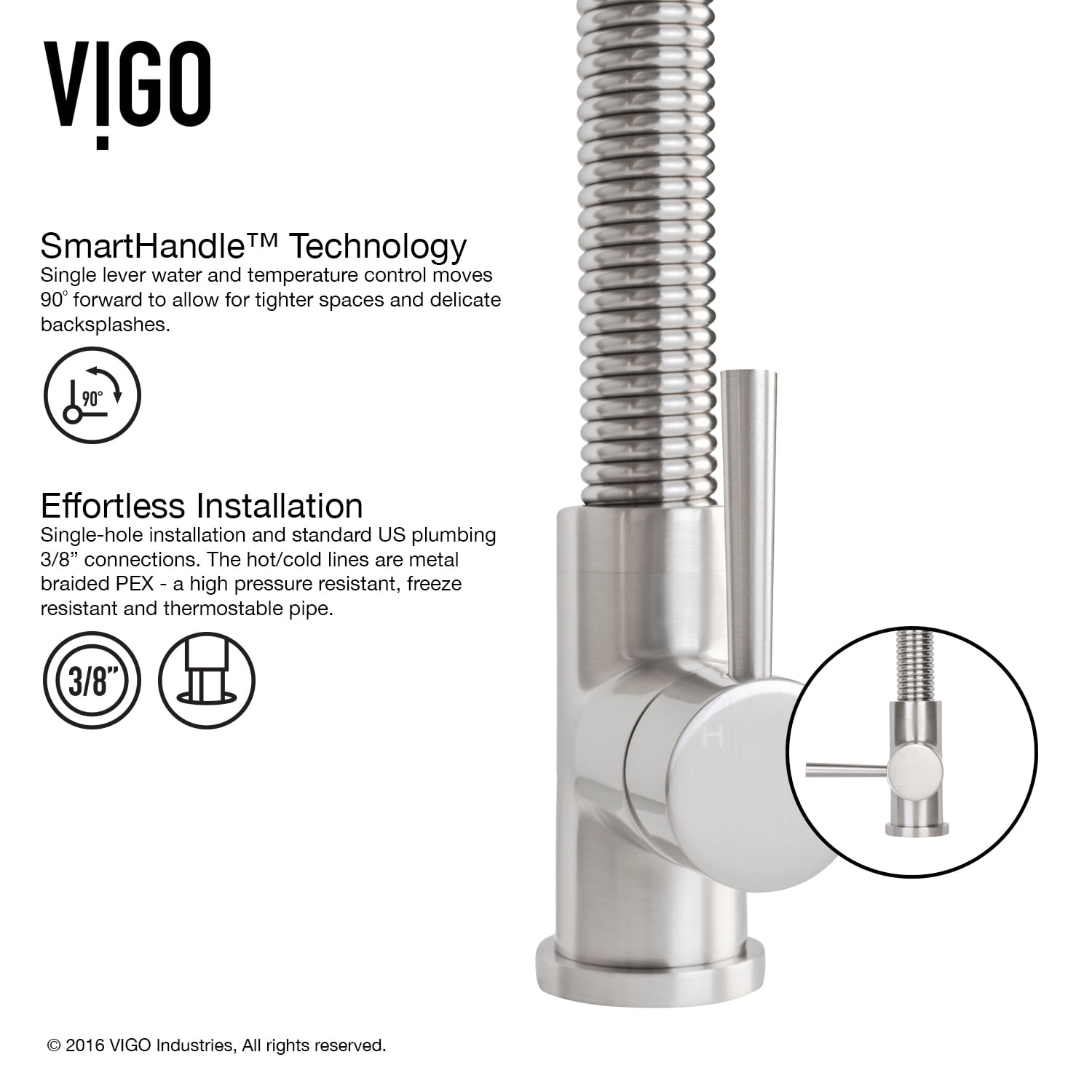 Vigo Pull-Out Spray Kitchen Faucet with Deck Plate - Image 9