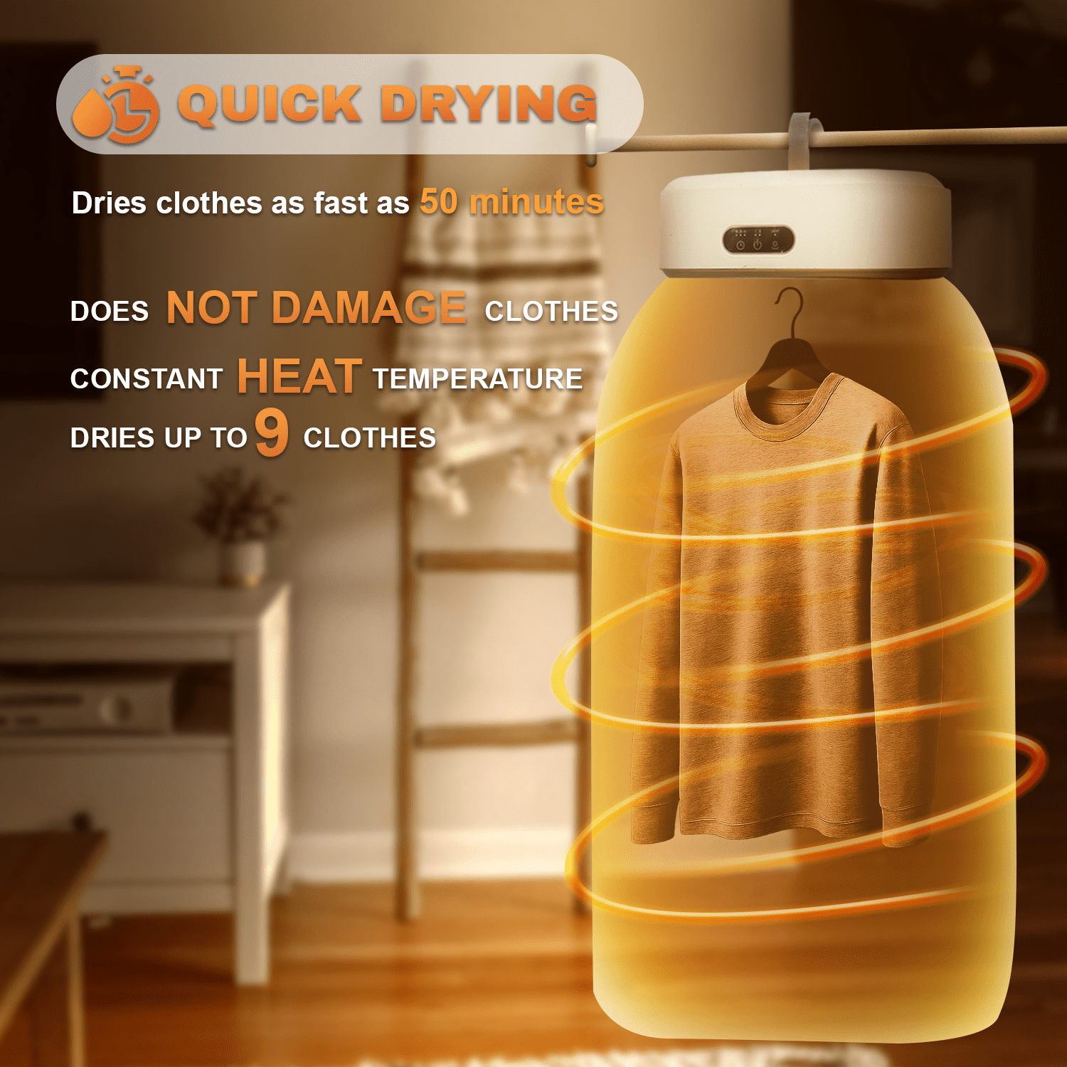 Mojoco Portable 600W Electric Clothes Dryer - Image 2