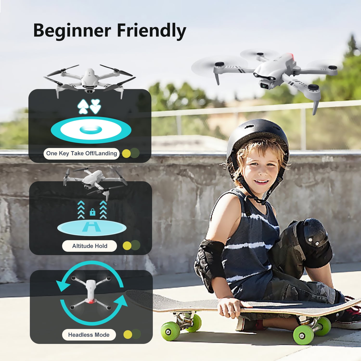 4DRC F10-1080P Wifi FPV Drone with 1080P HD Camera, Headless Mode/3D Flips, RC Quadcopter for Beginners Silver white - Image 6
