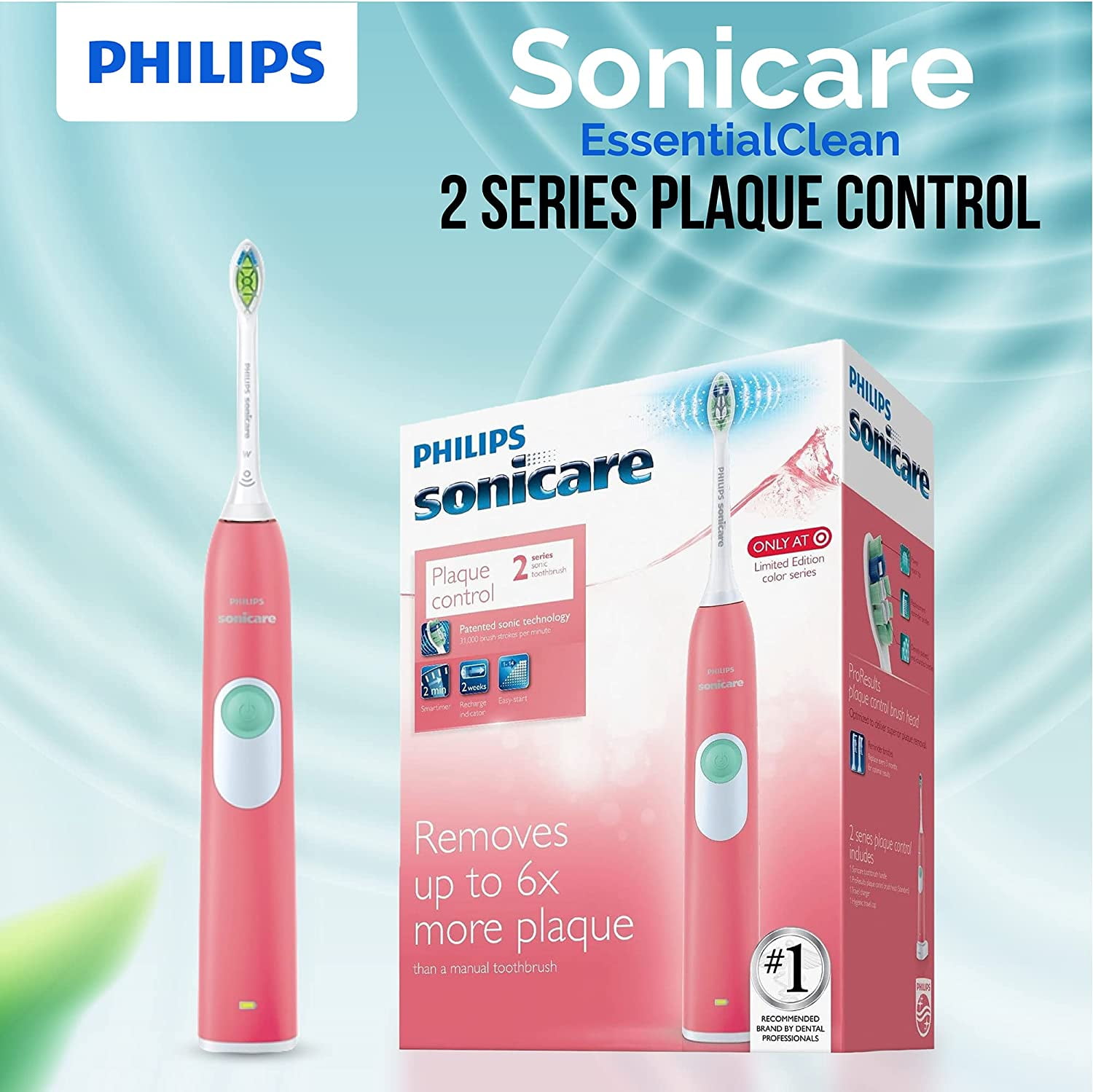 PHILIPS Sonicare Electric Toothbrush EssentialClean, Rechargeable Electric Tooth Brush with DiamondClean Brush Head, Sonic Electronic Toothbrush, Travel Case, Mint - Image 6