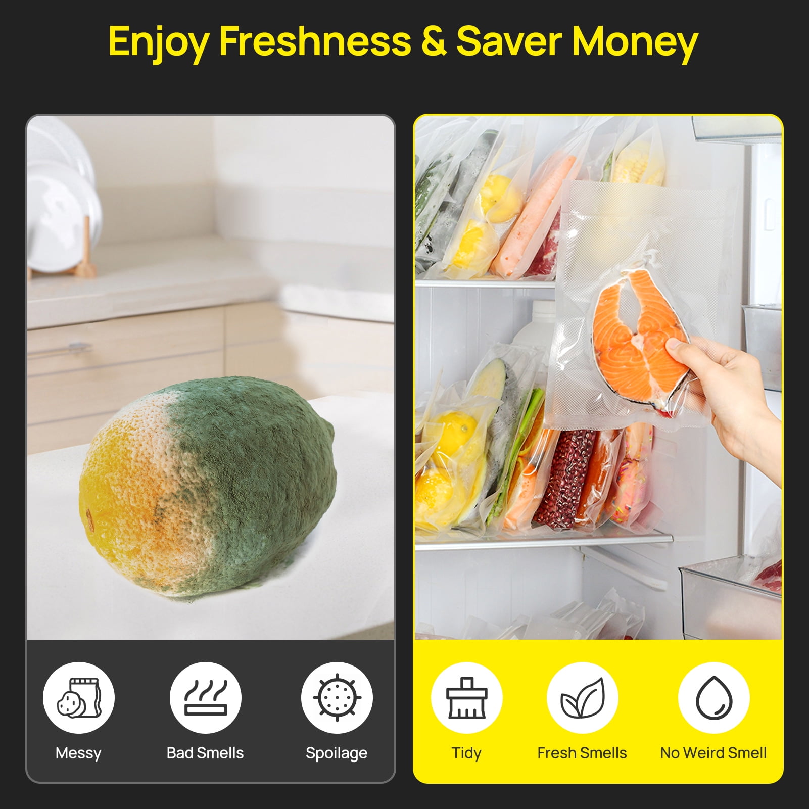 SEATAO VH5188 Vacuum Sealer, 90kPa Multifunctional Food Vacuum Sealer, Dry , Wet , Food Three Modes - Image 3