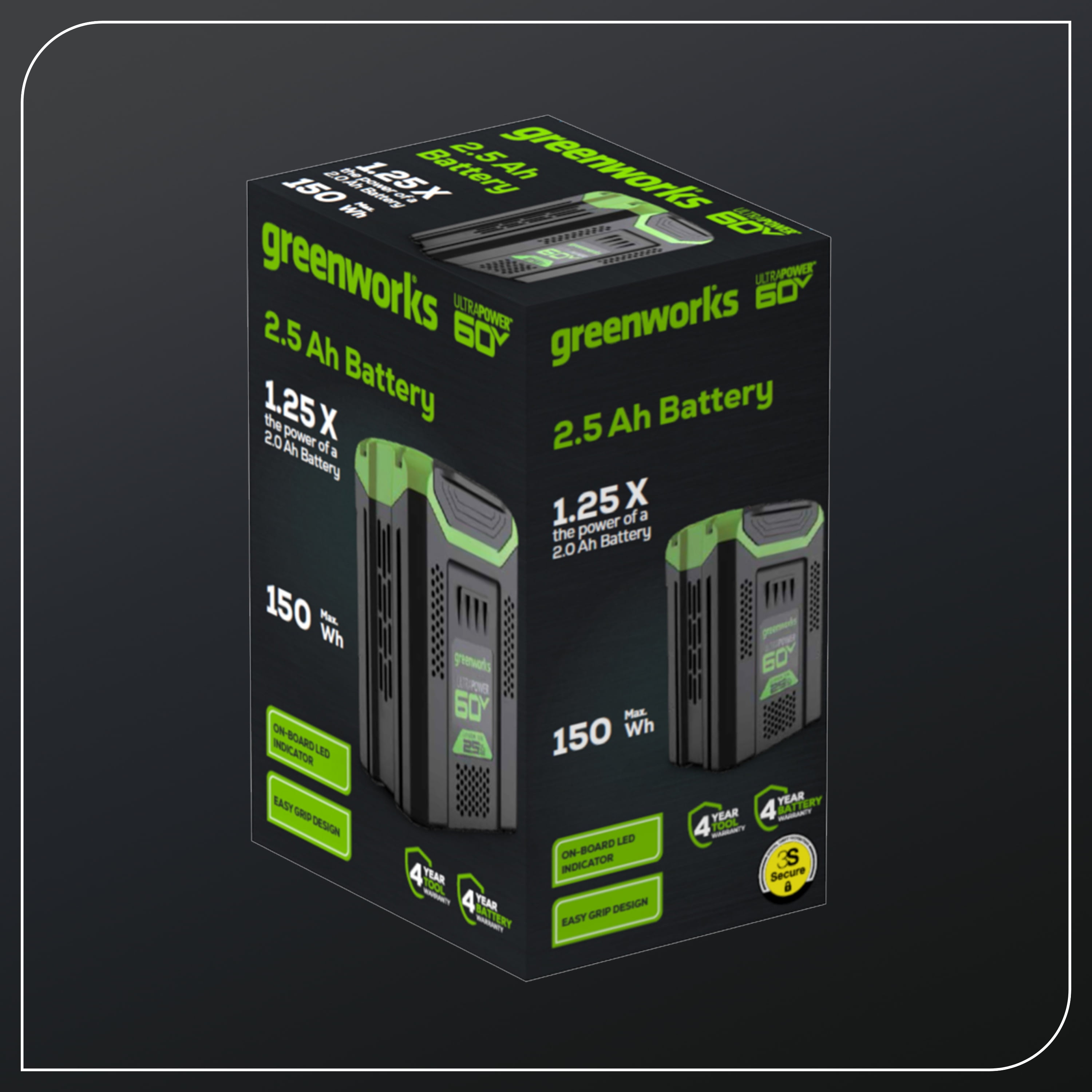 Greenworks 60 Volt 2.5Ah Battery 1807202 - Image 12