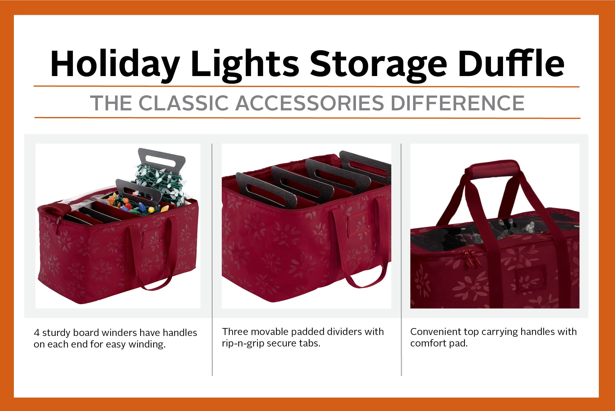 Classic Accessories Seasons Holiday Lights Storage Duffel - Heavy-Duty Holiday Storage (57-007-014301-00) - Image 10