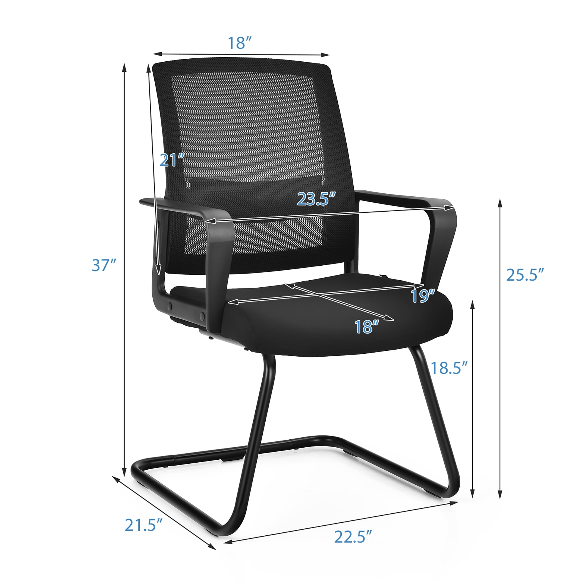 Costway Mid Mesh Back Conference Chair Reception Office Guest Arm Chair w/Lumbar Support - Image 2