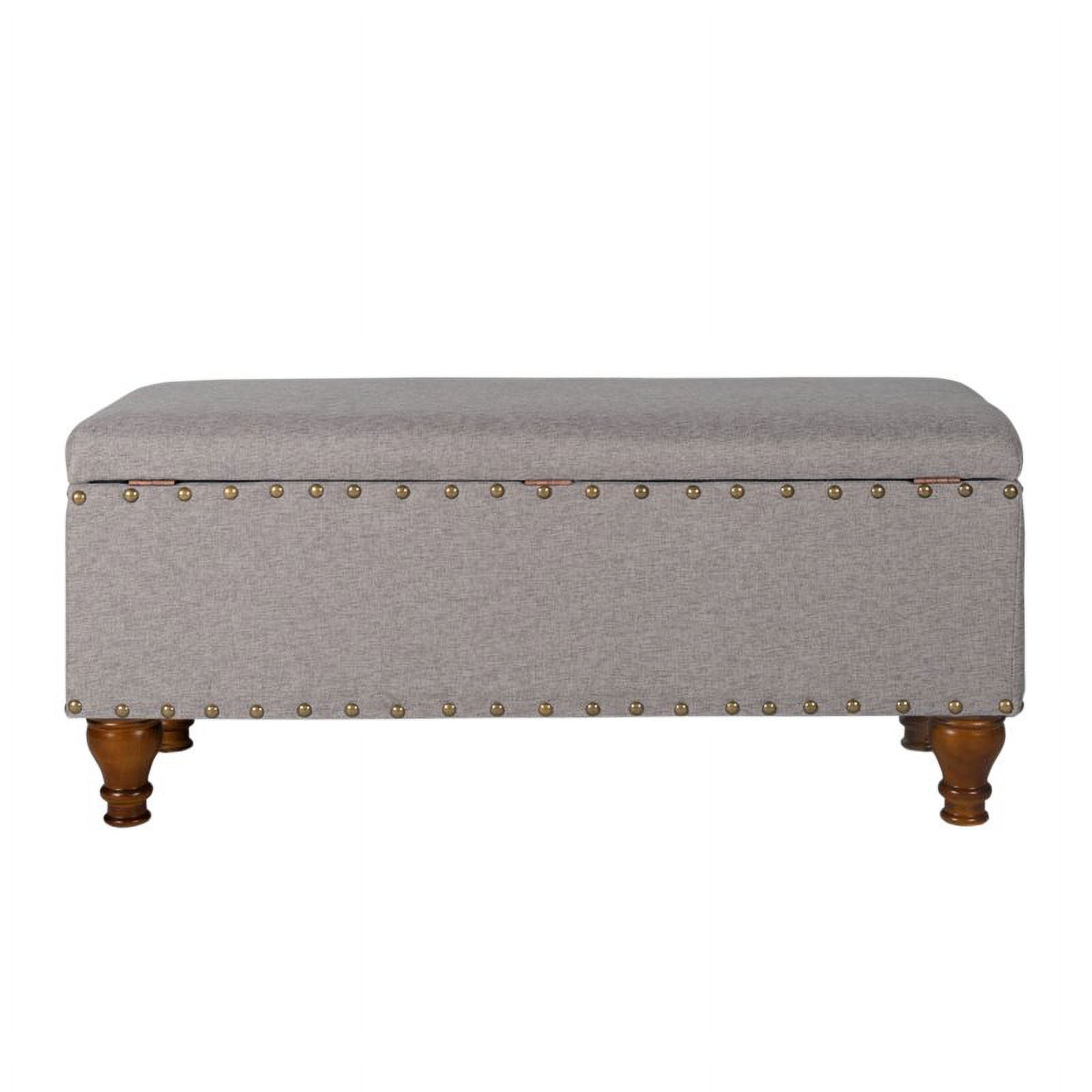 HomePop Large Storage Bench with Nailhead Trim, 42"W x 18"D x 18"H, Gray - Image 9