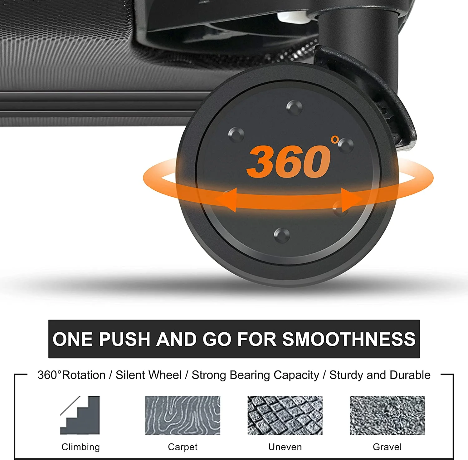 JZRTravel 20 in Striped Spinner Carry On Luggage with 14 in Cosmetic Case, Black - Image 4