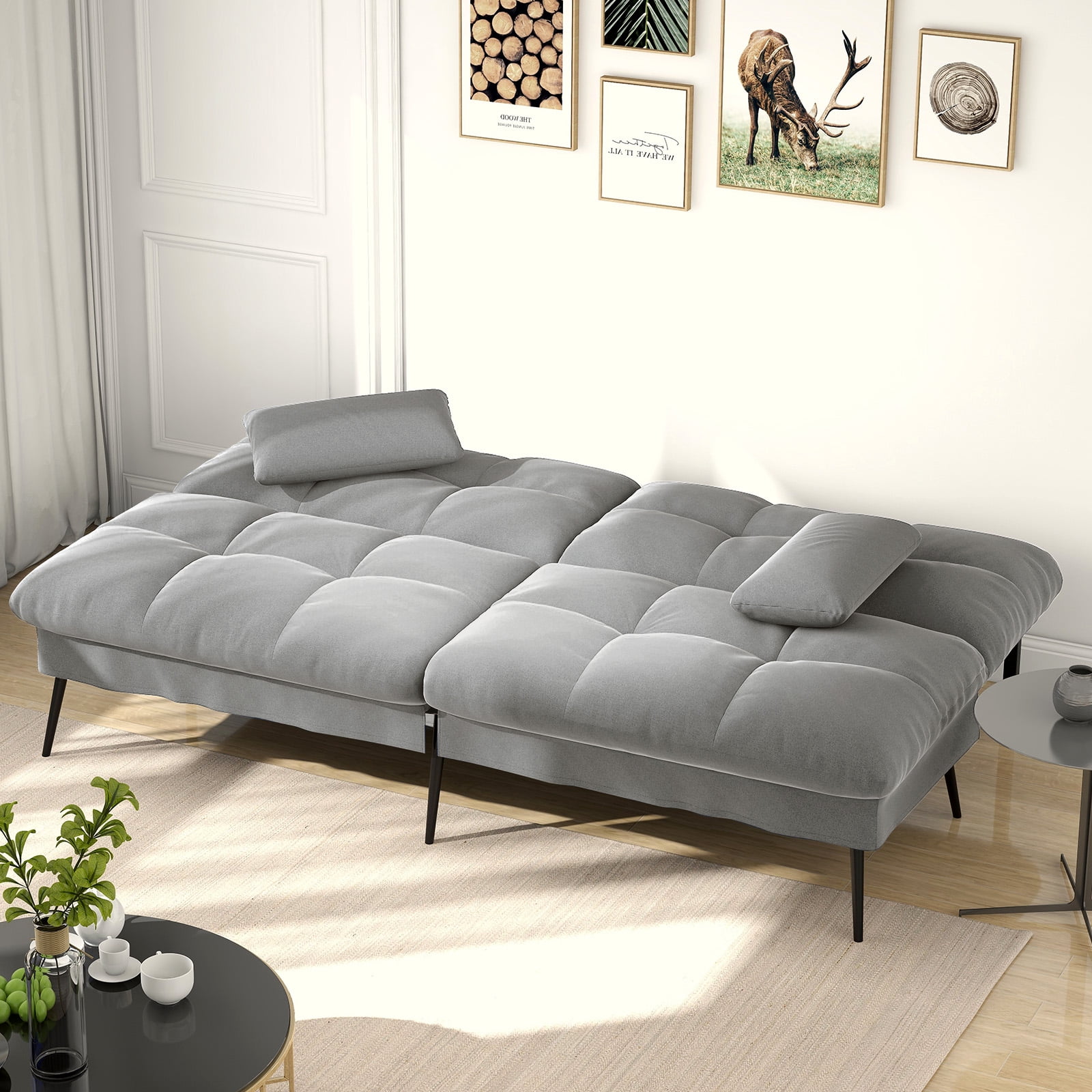 COMHOMA Cloud Comfort Convertible Futon Sofa Bed, Gray - Image 7