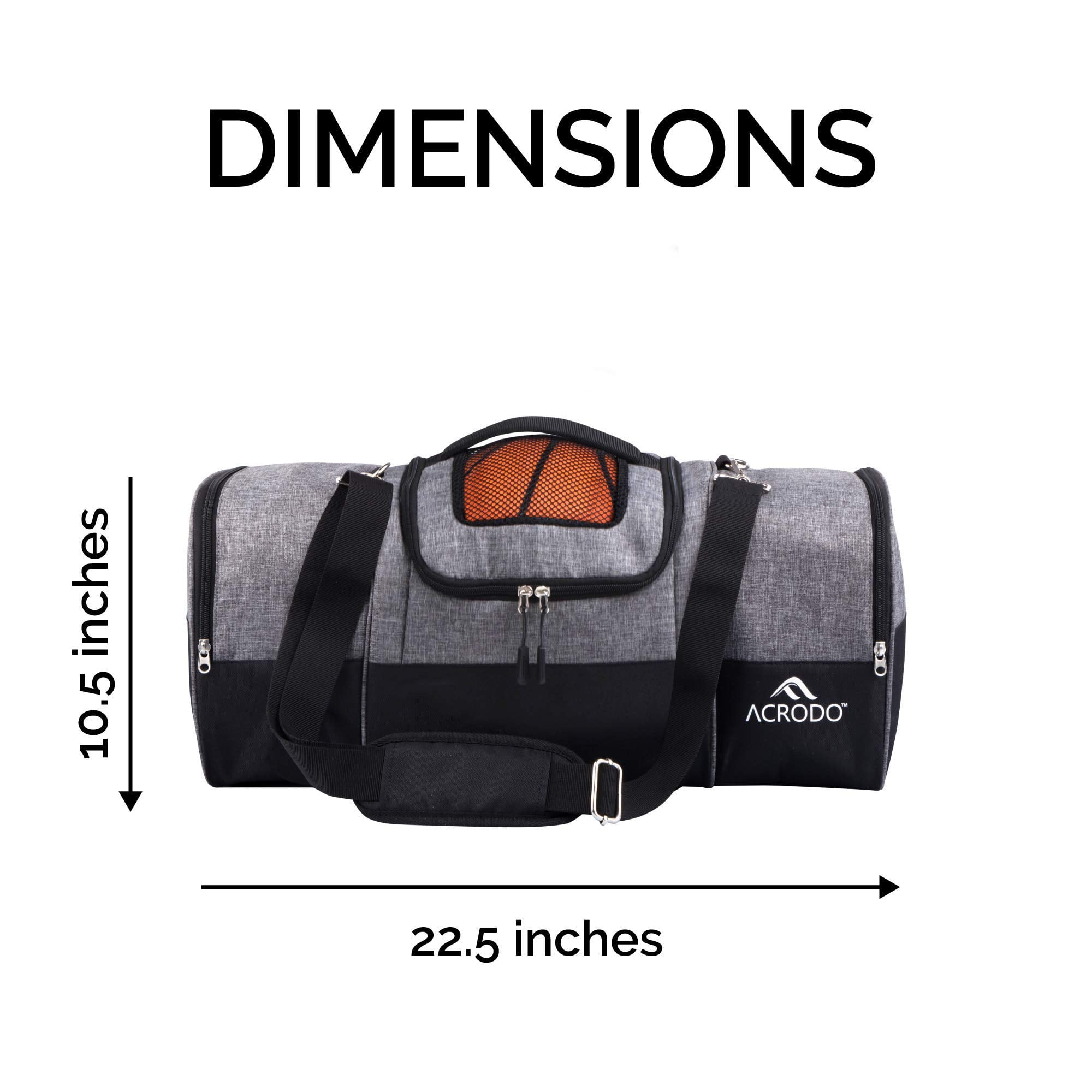 Acrodo Basketball Backpack Sports Duffel Bag (Gray) - Image 2