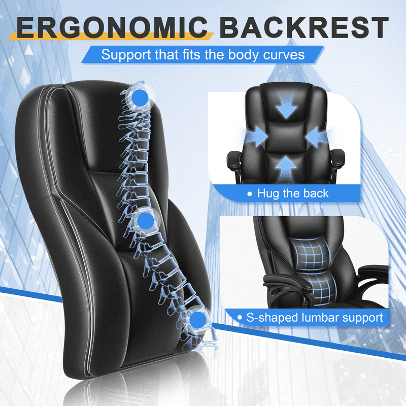 Lacoo Executive Office Chair , Ergonomic High Back Chair Cushion Lumbar Back Support for Adults(Black) - Image 7