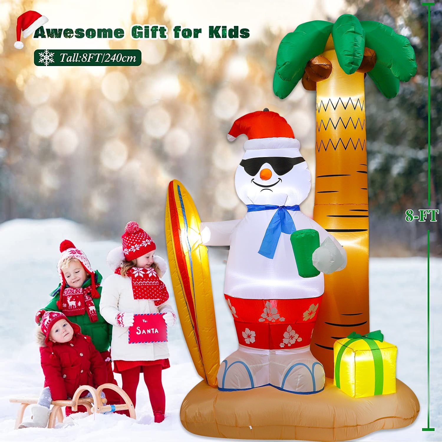 8 ft Christmas Inflatables, Outdoor Snowman upgraded Blow Up Decoration with LED Lights for Yard/Holiday/Christmas/Party/Garden - Image 7