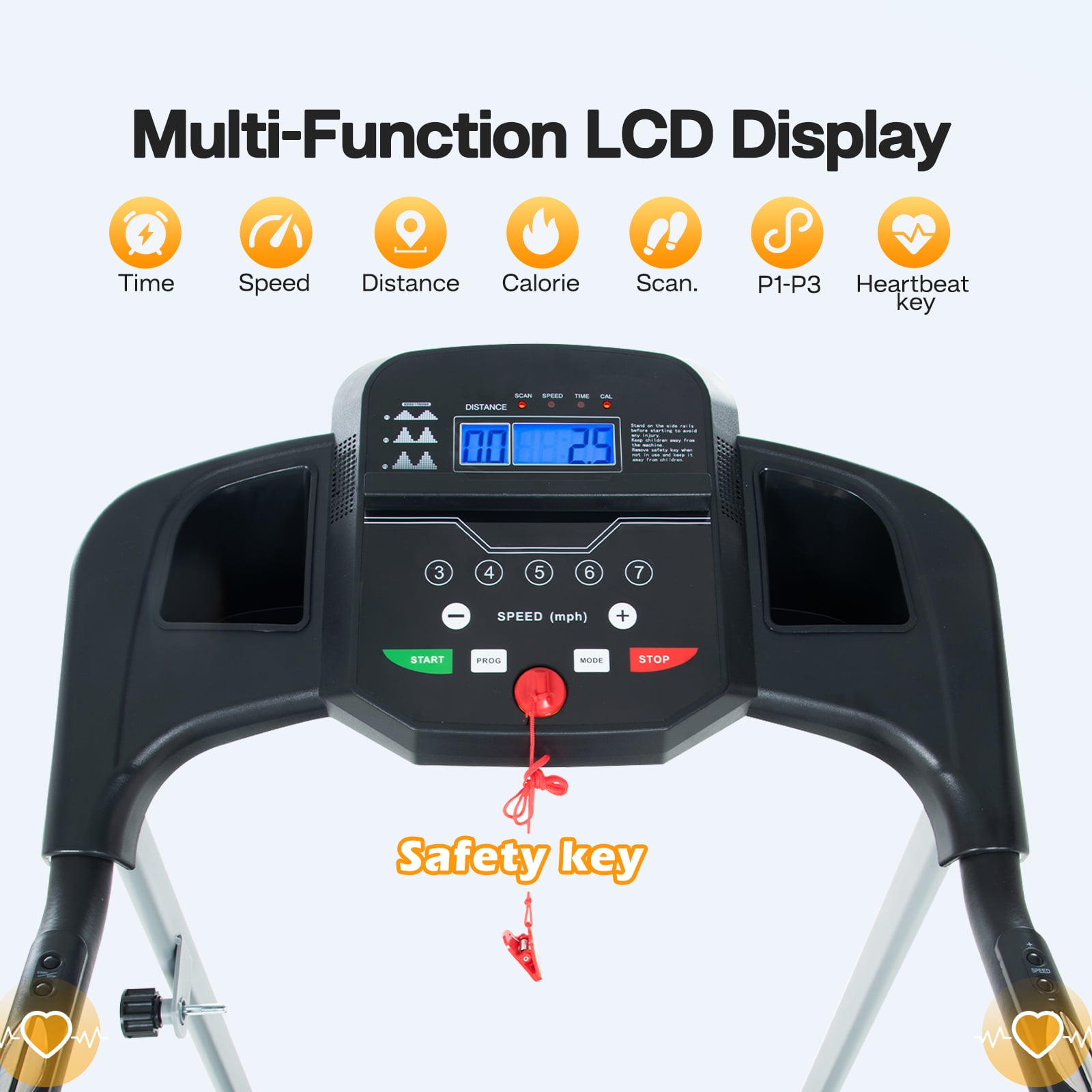 Aukfa Folding Treadmills for Home, 2.5 HP Running Machine Treadmill, 265 lbs Capacity, Silver - Image 2