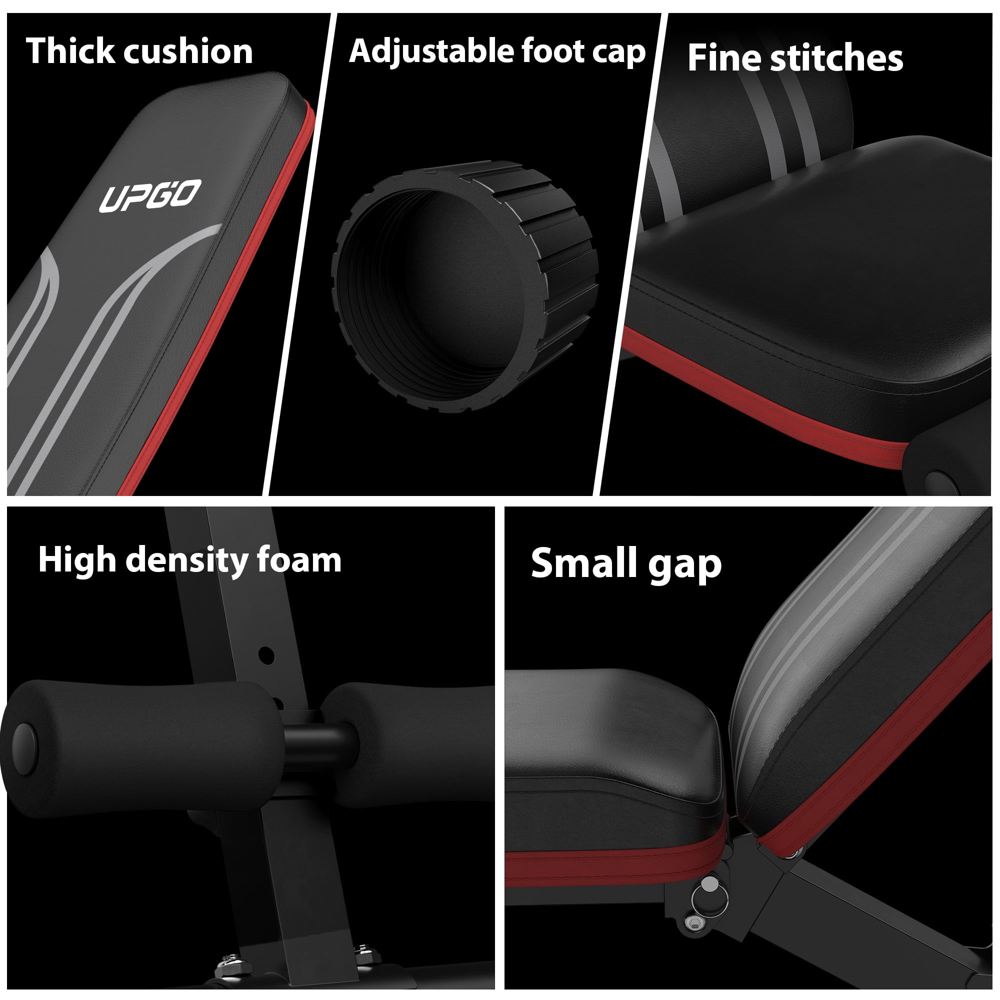 UPGO Adjustable Weight Bench with Resistance Bands, Foldable Decline Design - Image 6