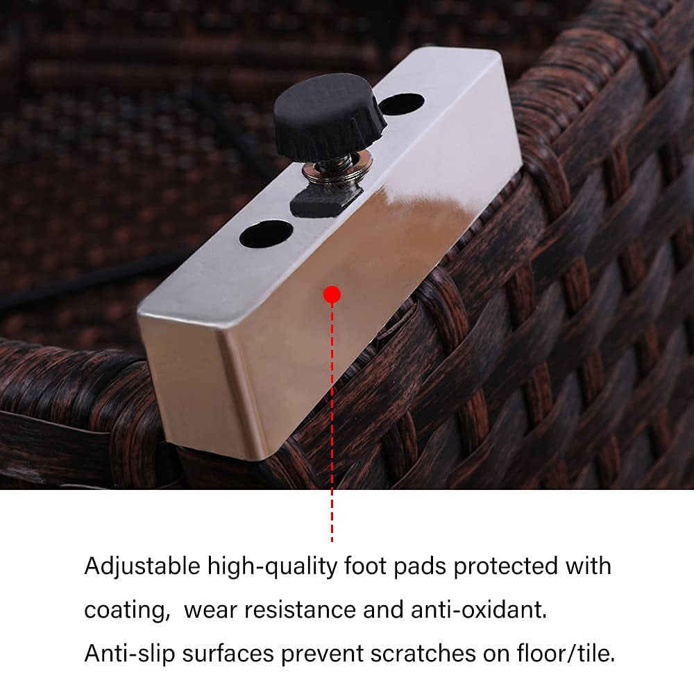 DIMAR GARDEN Outdoor Rattan Square Coffee Table with Glass Top, Mixed Brown - Image 3