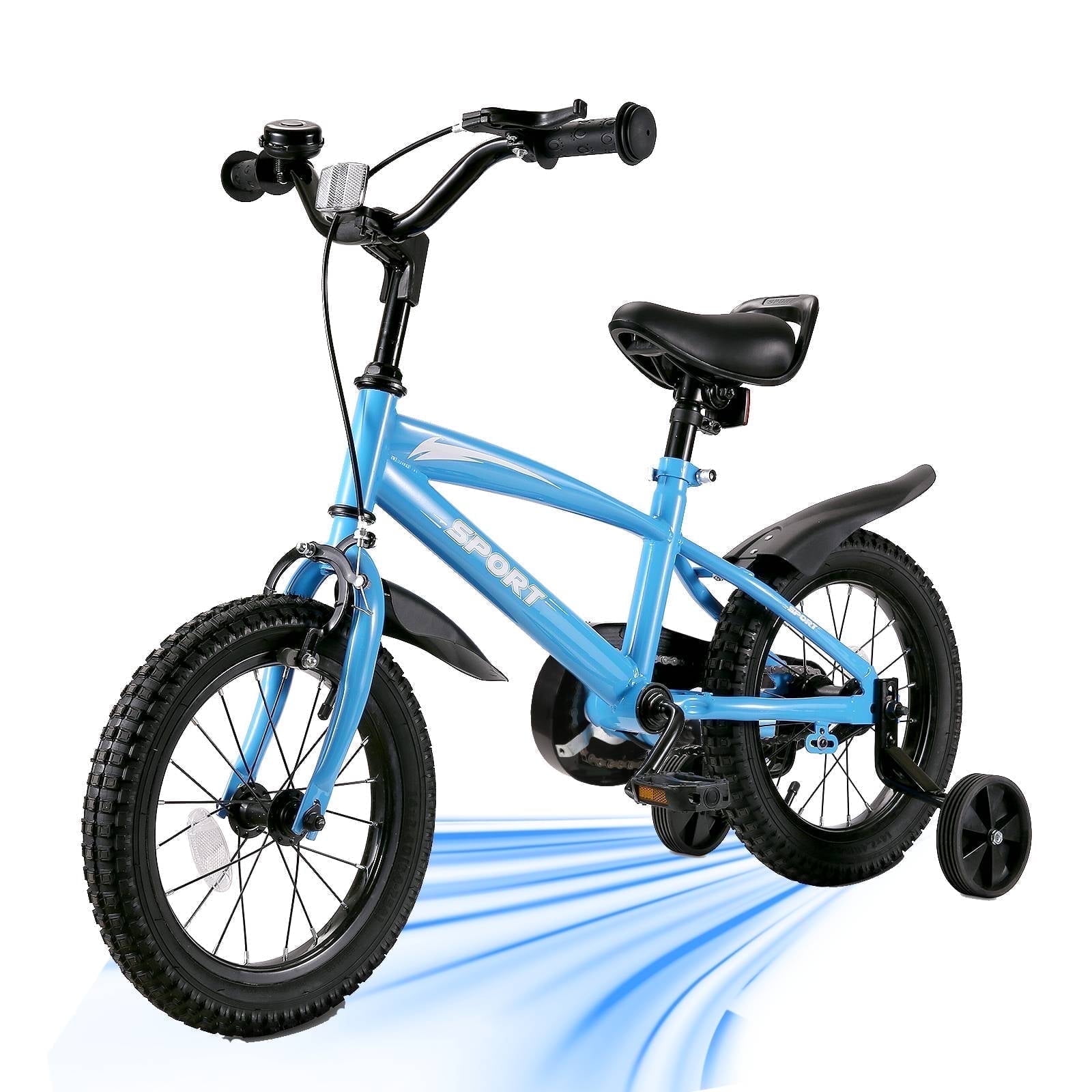 Naipo 14 Inch Kids Bike Girls and Boys Blue Bike with Removable Training Wheels - Image 10
