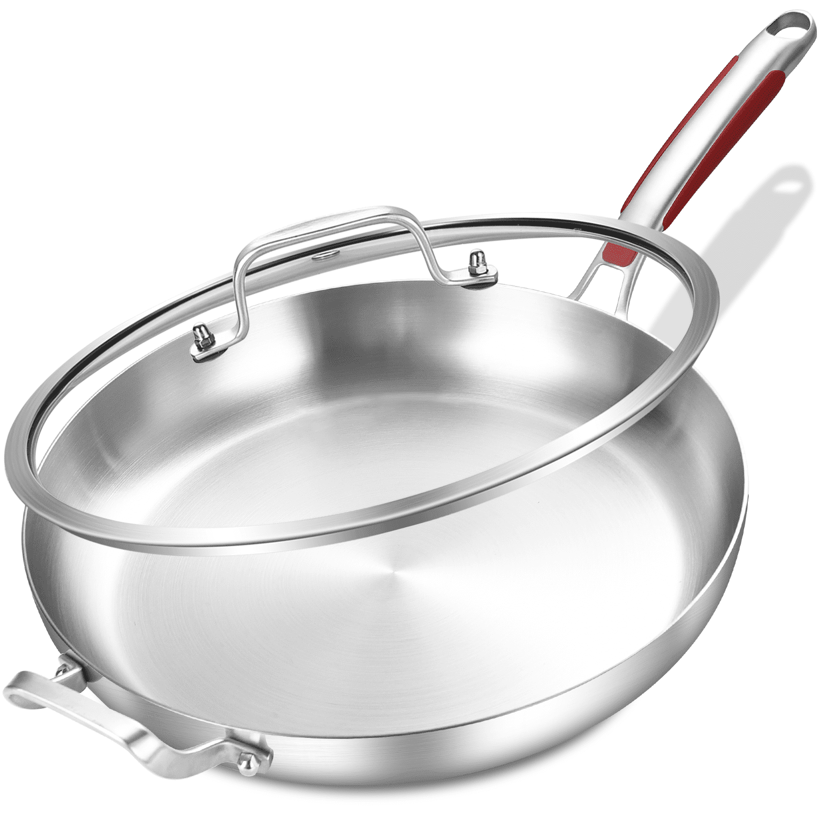LOLYKITCH Tri-ply Stainless Steel Frying Pan with Lid,14 inch Large Skillet,Induction Cooking Pan,Dishwasher and Oven Safe. - Image 6