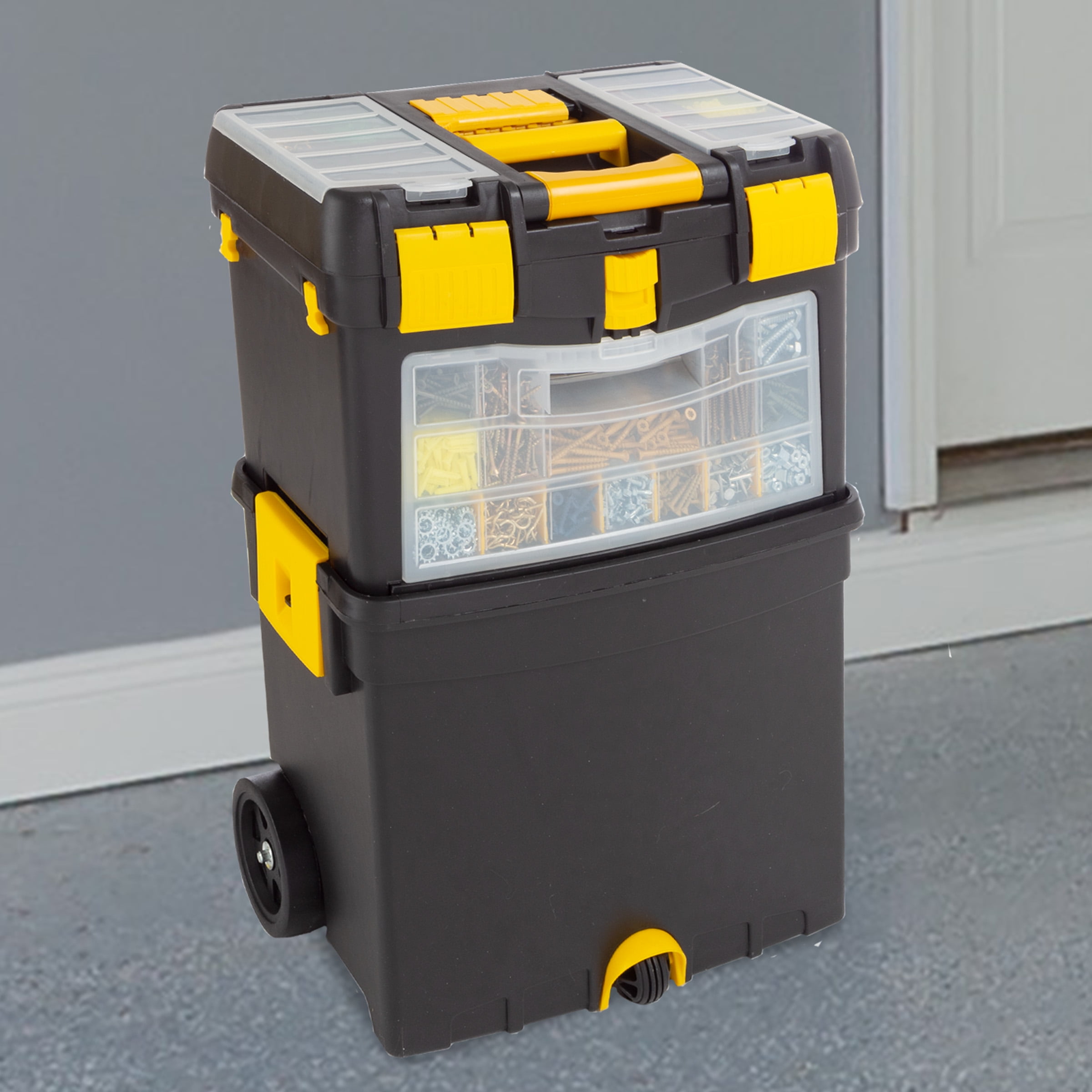 Stalwart Portable Toolbox with Wheels, Comfort Grip, and Drawers (Black) - Image 3