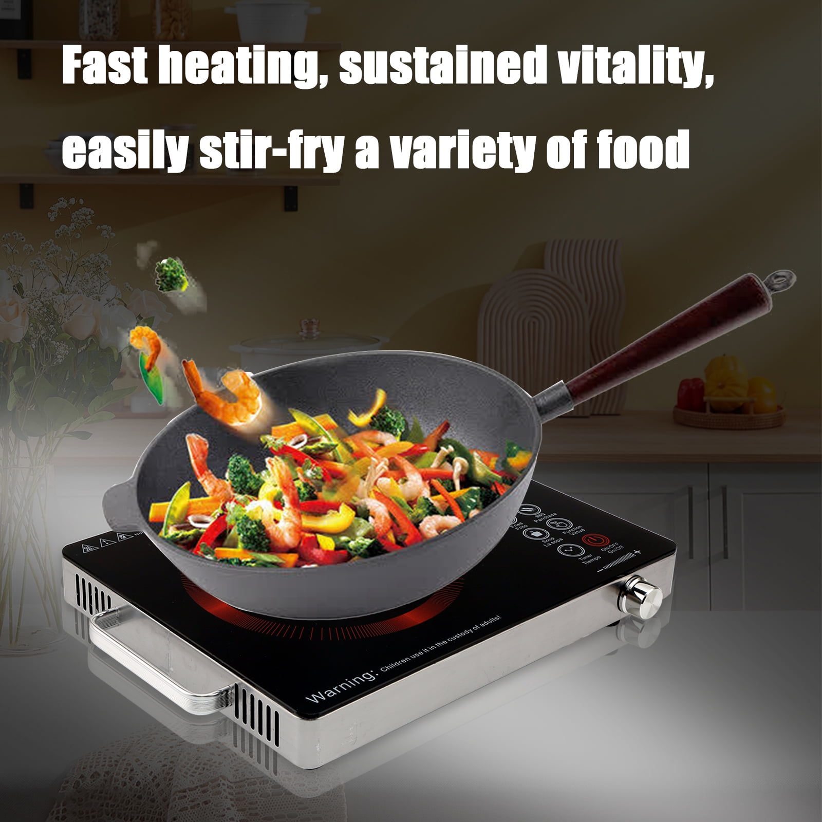 SAVALETOR Electric Cooktop Single Burner,3500W Portable Cooktop Countertop Waterproof,Multifunction Electric Induction Hot Plate Cooker with Touch Control Panel 4 Hours Timer(110V) - Image 4