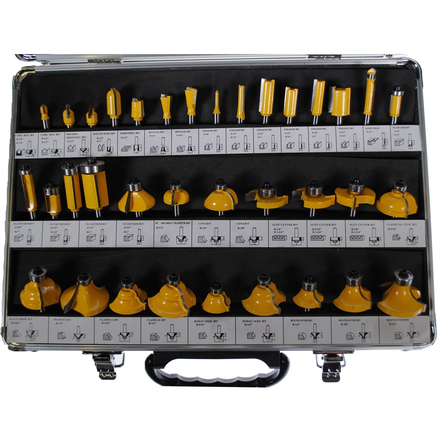 35 PIECE CARBIDE ROUTER BIT TOOLS SET W/ CASE - 1/2 INCH SHANKS - Image 2