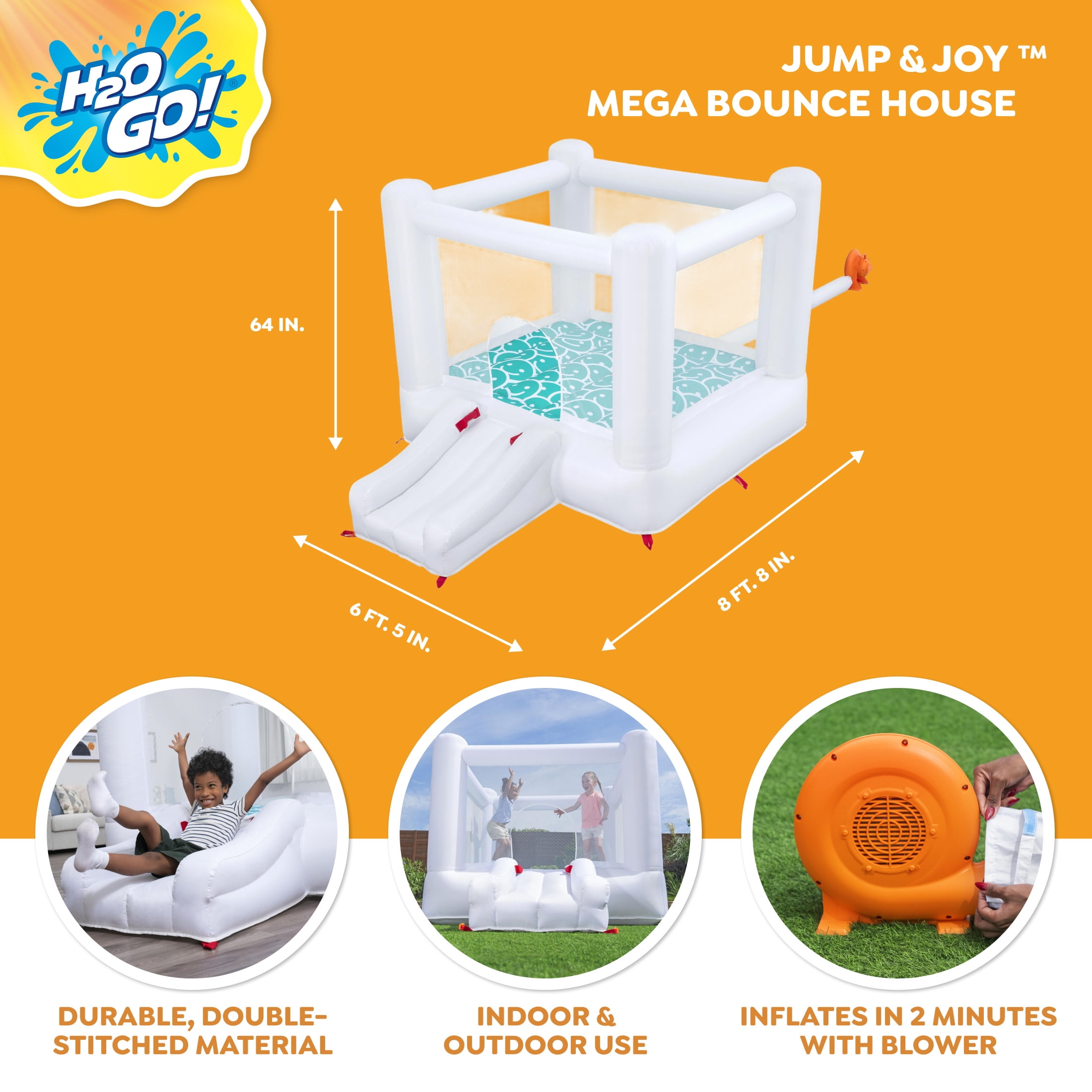 H2OGO! Jump & Joy Kids White Bounce House with Slide and Blower, Indoor/Outdoor, Ages 3+ - Image 12