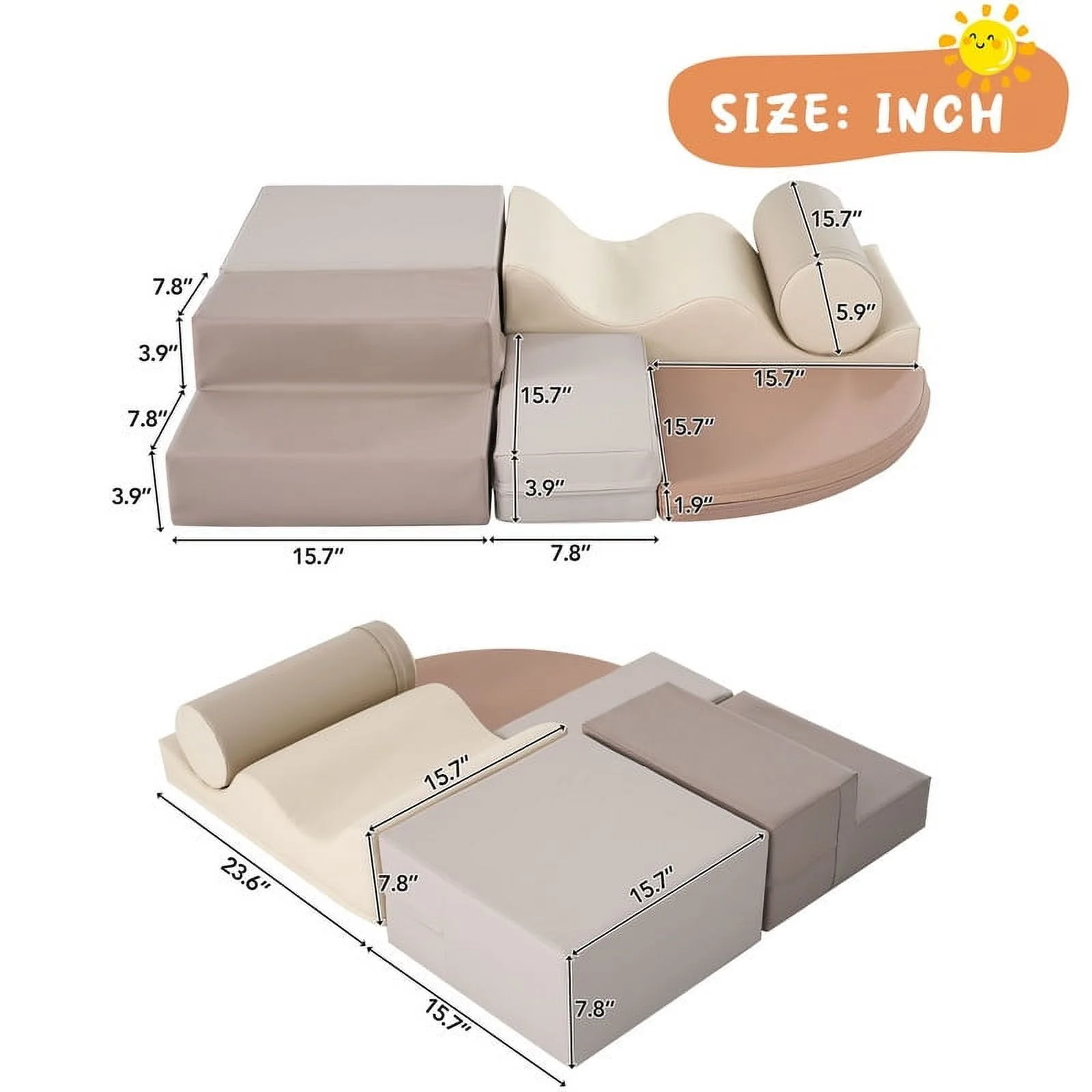 Aukfa 6-Piece Kids Climbing Toys, Baby Climber Blocks for Toddlers, Foam Play Gym Climbing Structures for Indoor Climb - Earth Tone - Image 4