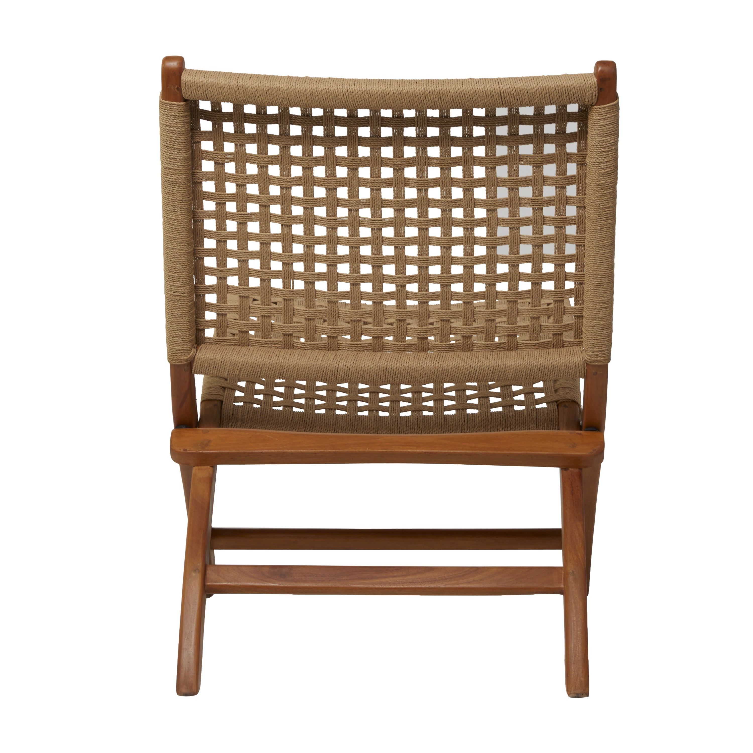DecMode Wood Handmade Woven Lounge Chair, Brown - Image 6
