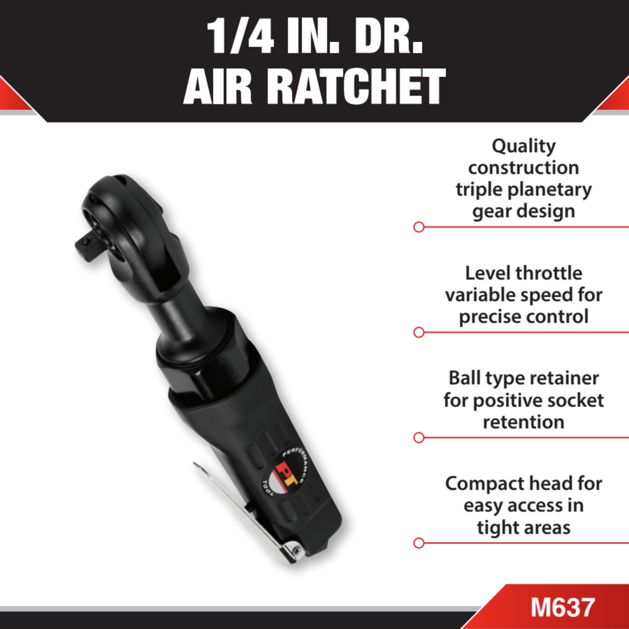 Performance Tool M637 1/4-Inch Drive Air Ratchet - Image 2