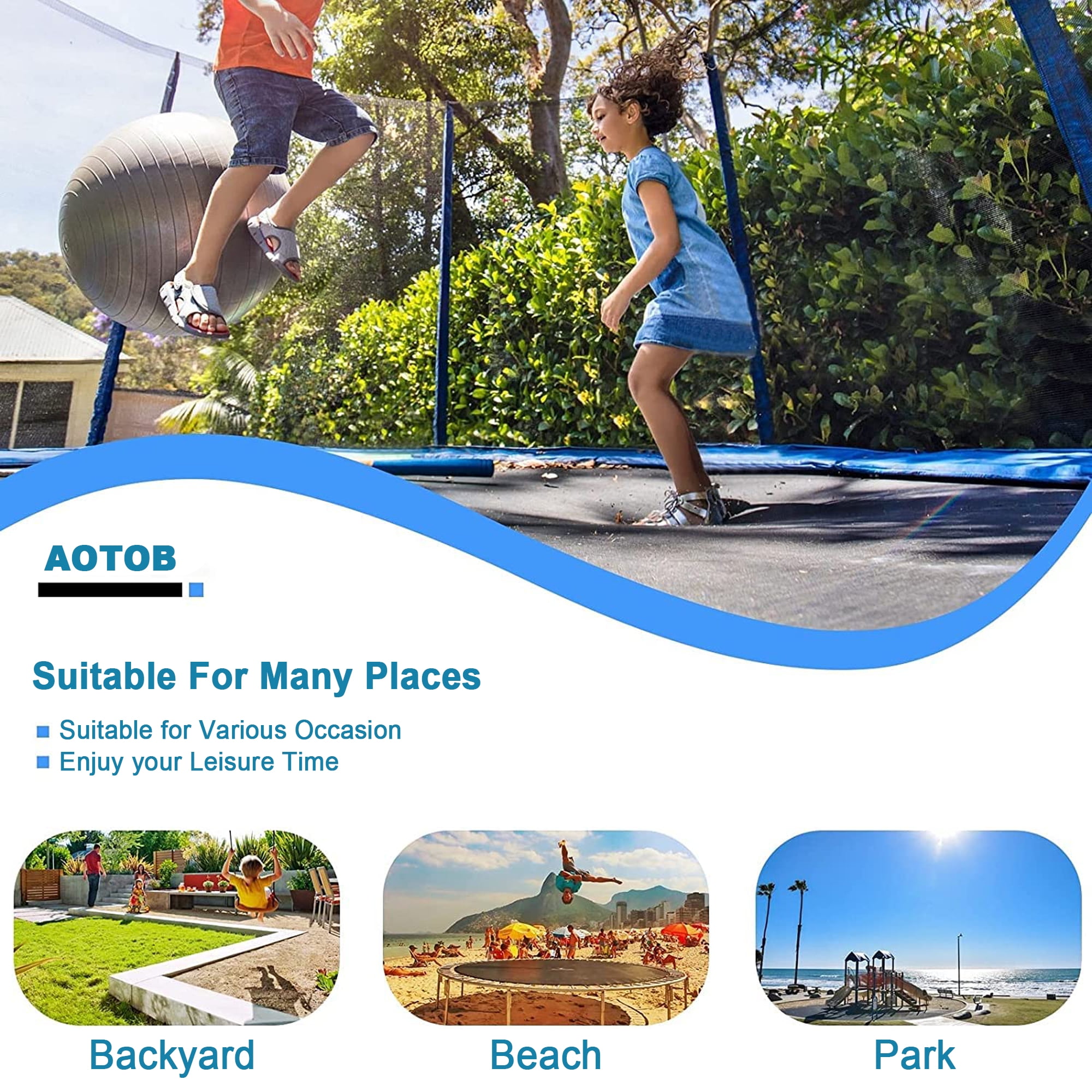 Aukfa 14FT Trampoline with Enclosure Net for Kids Adults, Outdoor Trampoline with Basketball Hoop for Backyard, Blue - Image 6