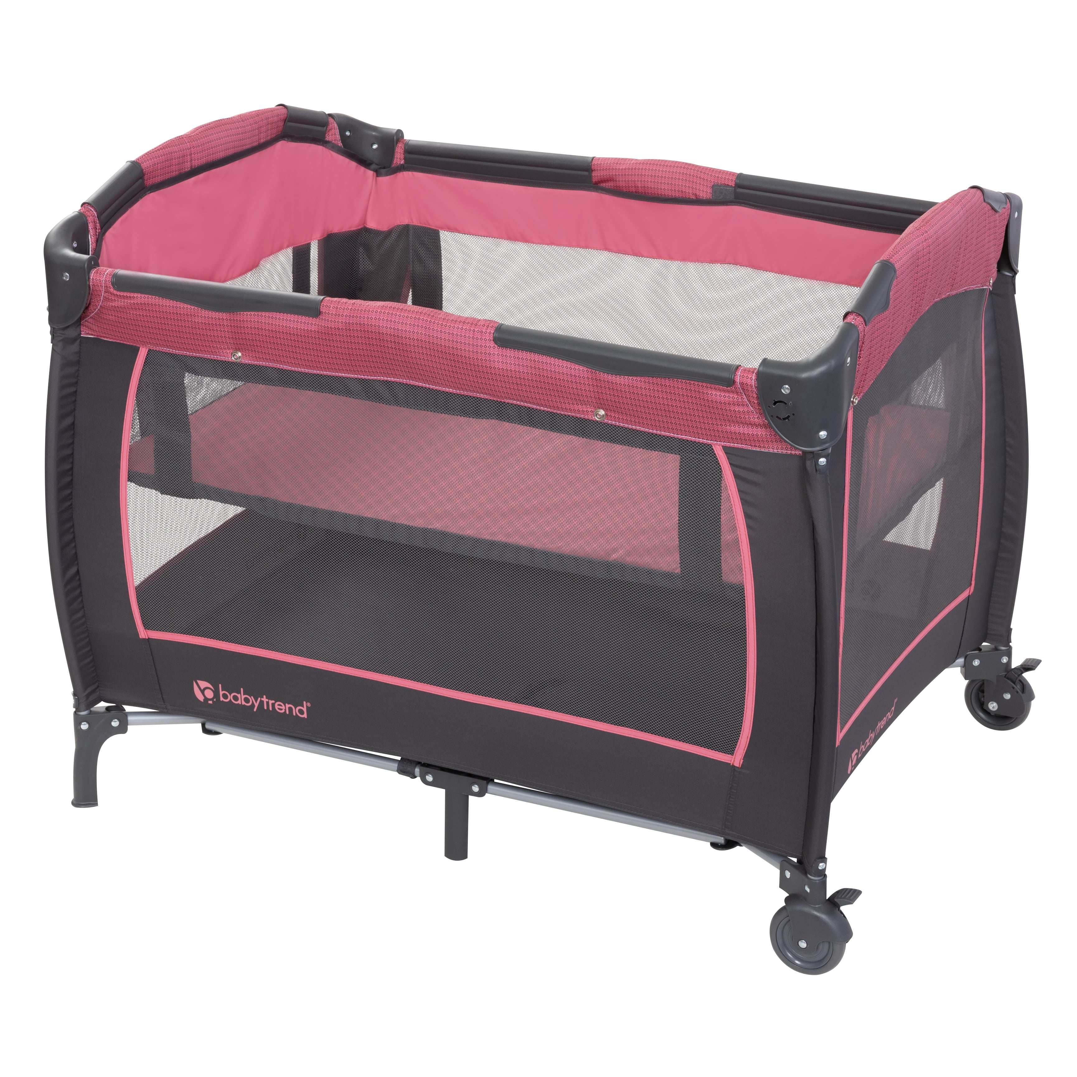 Baby Trend Lil Snooze Deluxe III Nursery Center Playard for Twins with Travel Bag, Cozy Berry - Image 5