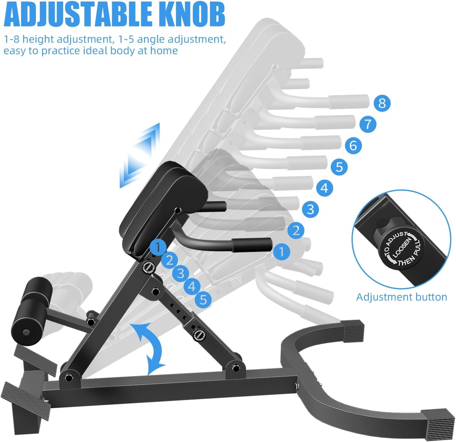 Houbos Hyper Back Extension Adjustable Ab Sit Up Decline and Flat Weight Bench - Image 4