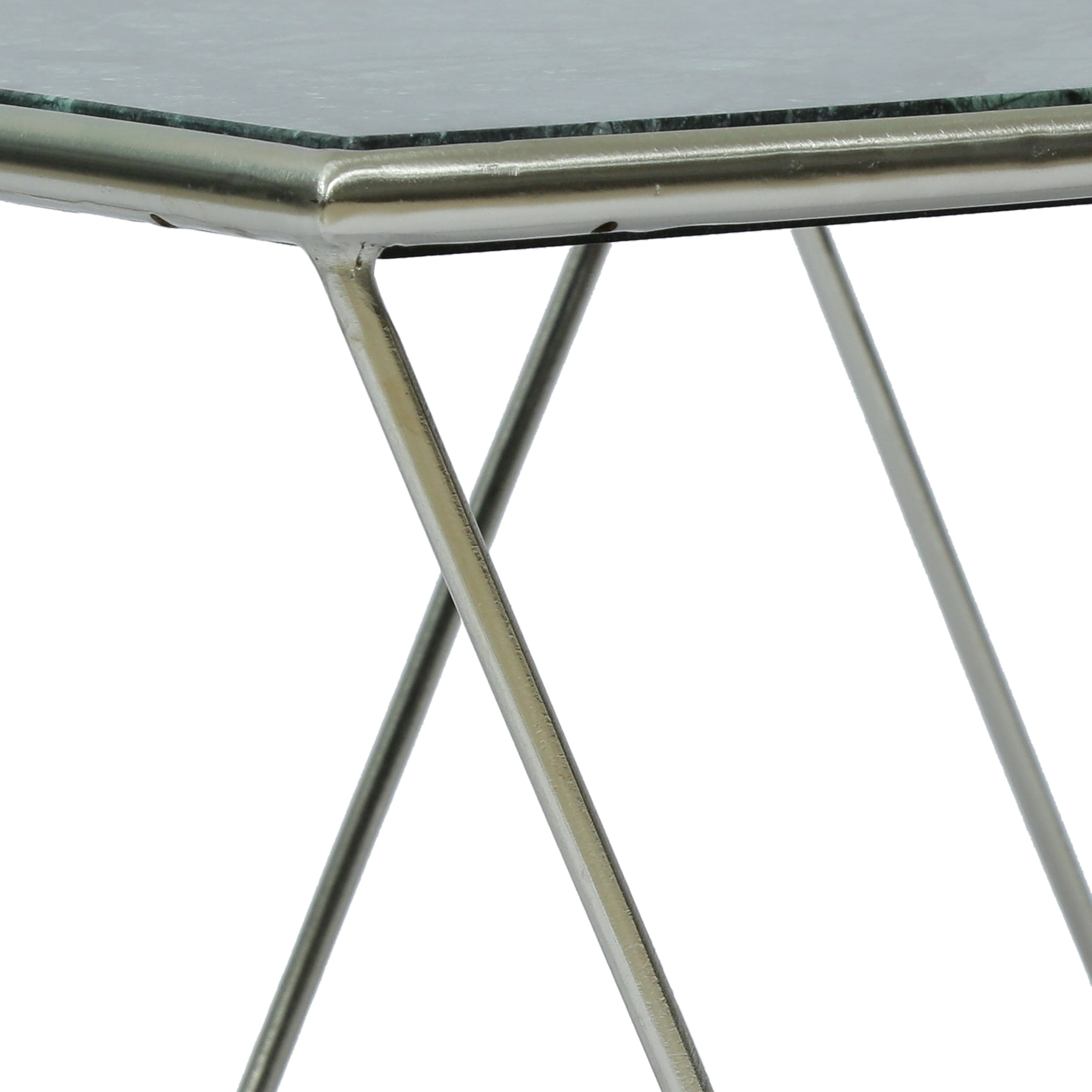 Noble House Gieke Marble Rectangle Top Handcrafted Coffee Table, Green and Nickel - Image 2