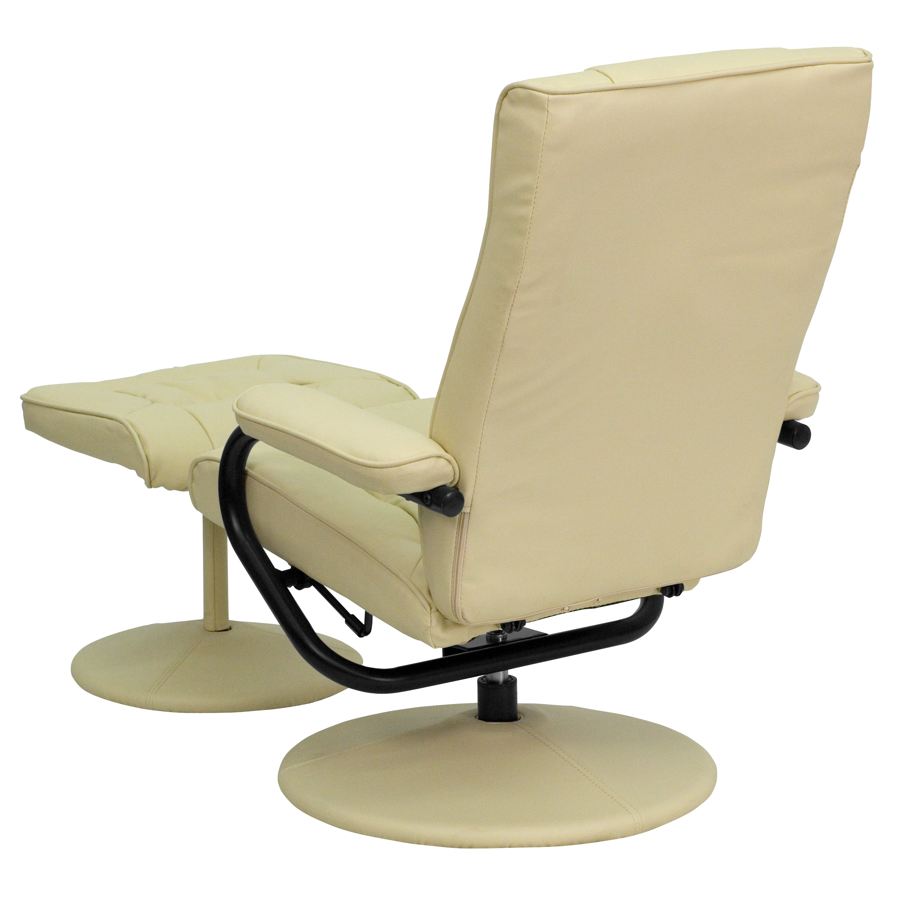Flash Furniture Contemporary Multi-Position Recliner and Ottoman with Wrapped Base in Cream LeatherSoft - Image 4