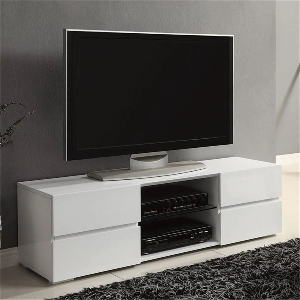Galvin 4-drawer TV Console Glossy White - Image 5