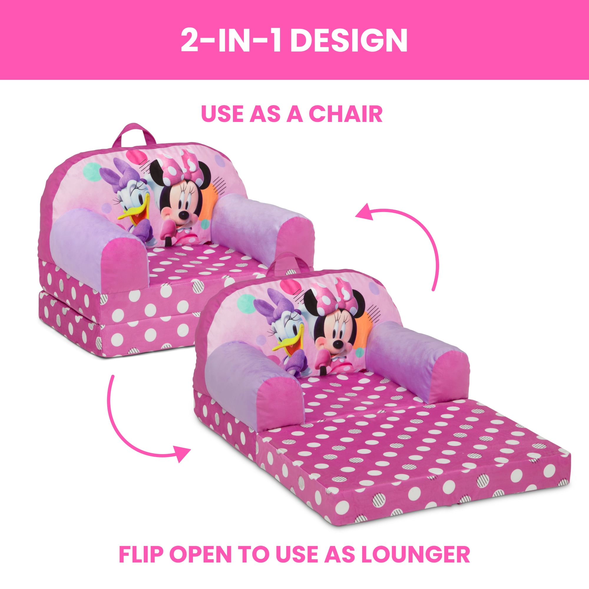 Disney Minnie Mouse Cozee Buddy Flip-Out Chair by Delta Children, Pink - Image 2