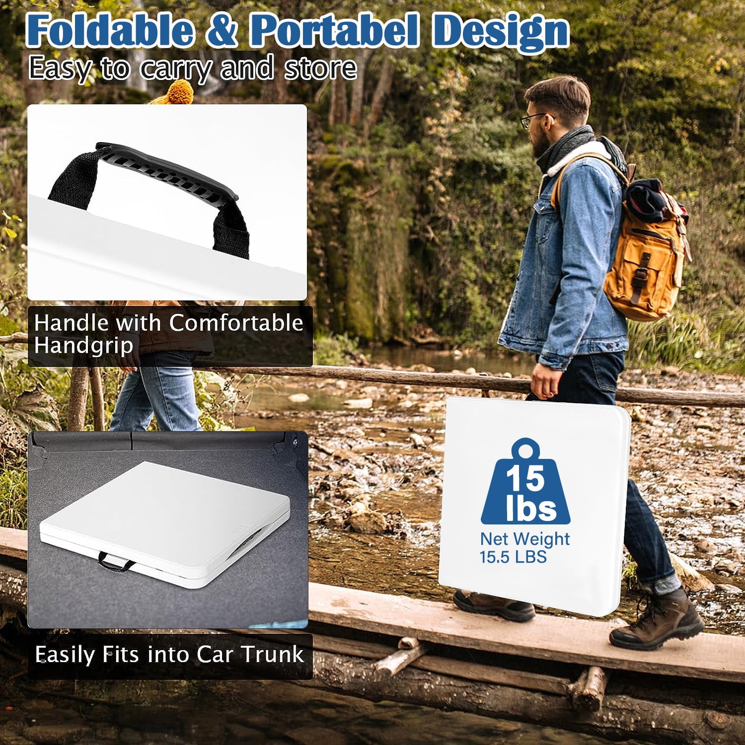 AEDILYS Folding Table, White - Image 7