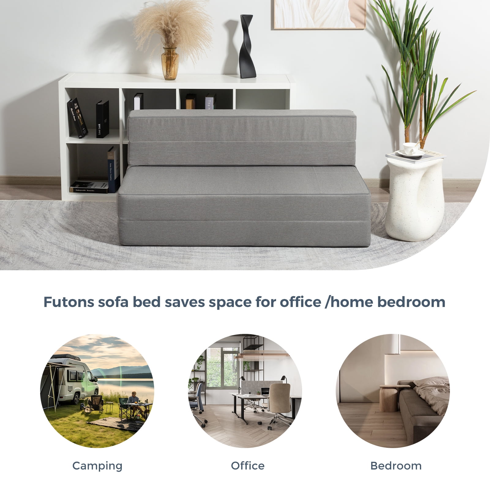 MAXYOYO Folding Sofa Bed Memory Foam Convertible Floor Sofa,Knitted Cloth Foldable Mattress,Suitable for Living Room/Dormitory/Home,Single,76*25.6*5.9 - Image 6