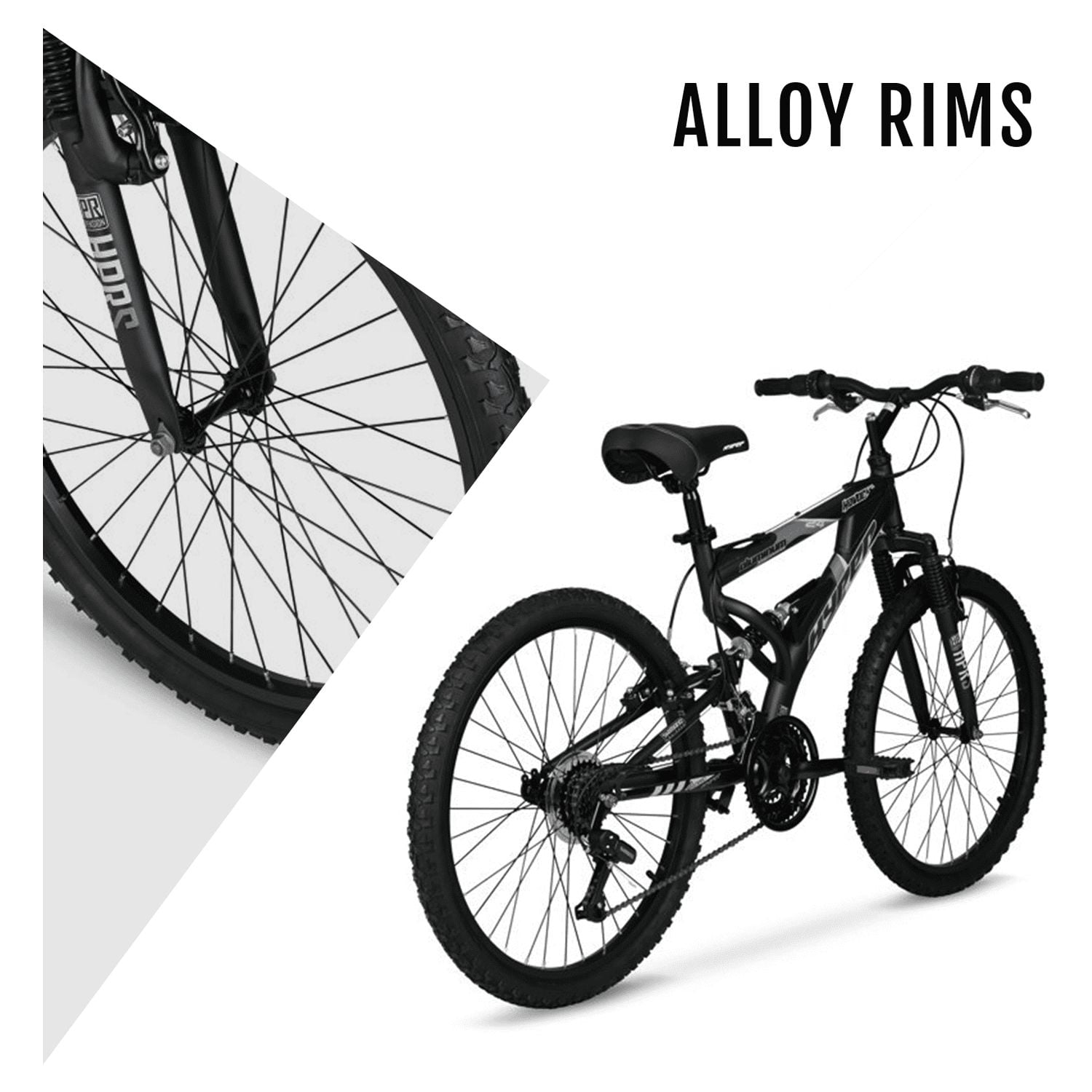 24" Hyper Bicycles Havoc Mountain Bike, Youth/Adult, Recommended Ages 10-14 Years Old, Black - Image 8