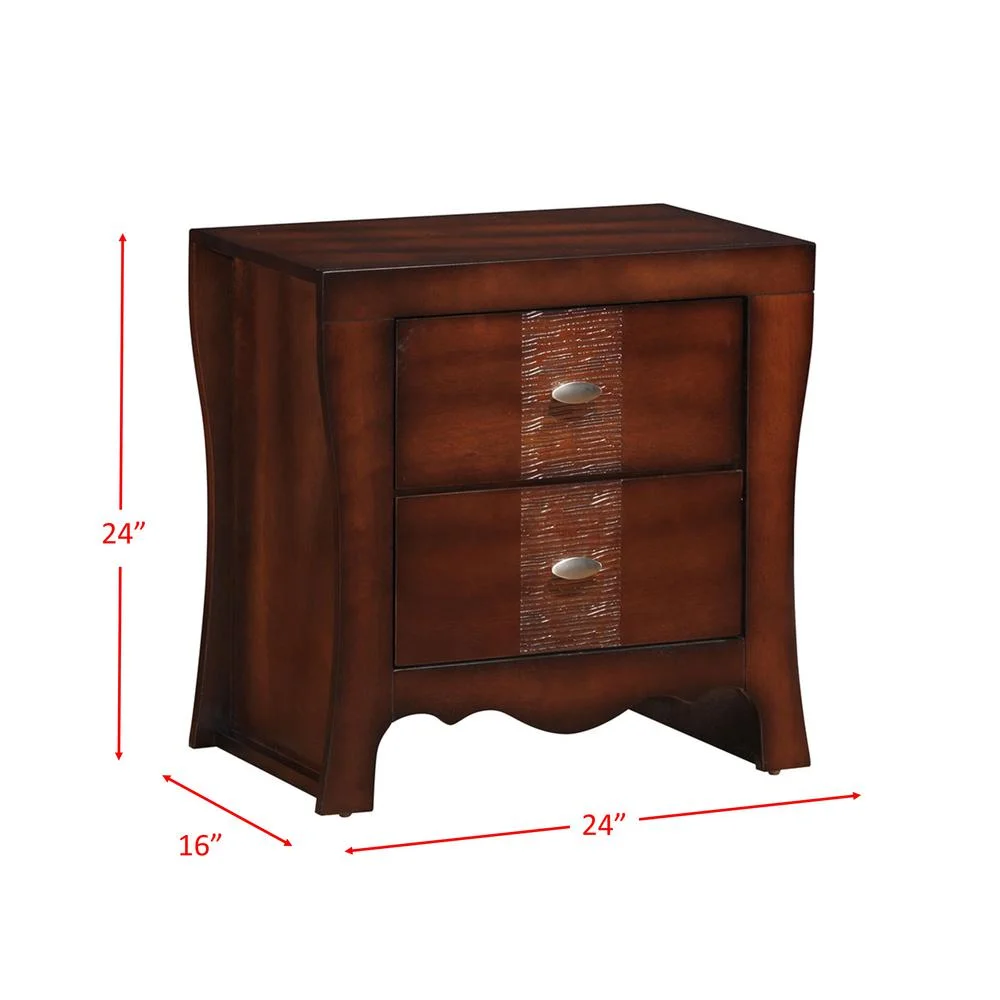 Picket House Furnishings Home Source Jenny Dark Walnut 2 Drawer Nighstand with Chrome Knobs - Image 2