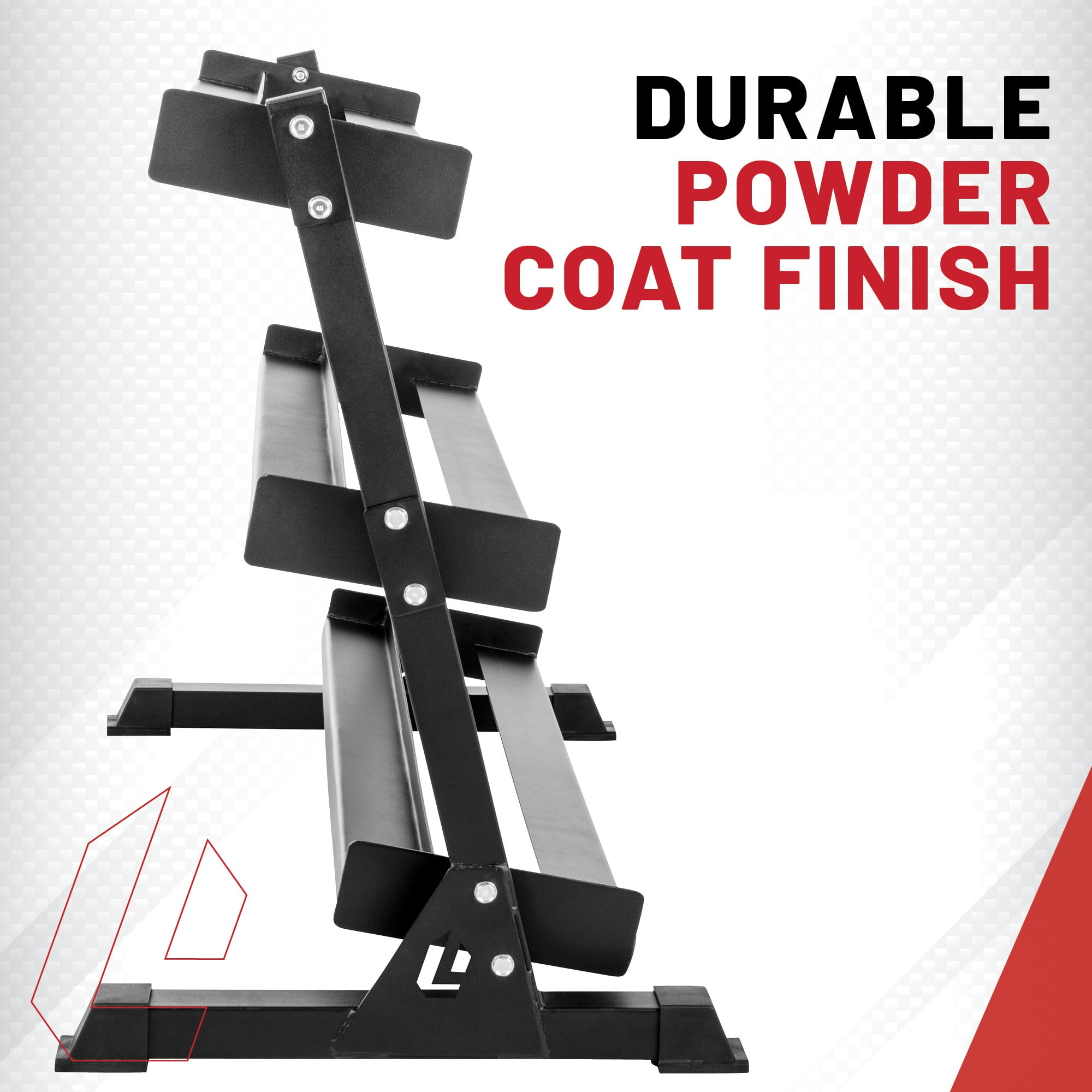 Lifeline Fitness Dumbbell Rack - Three-Tier Weight Storage Organizer for Home Gym - Up to 1000 lbs - Image 3