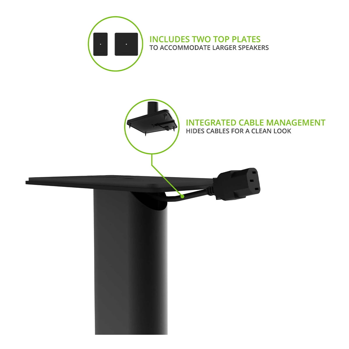 Kanto SP26PL 26" Bookshelf Speaker Stands with Rotating Top Plates and Cable Management – Pair (Black) - Image 5