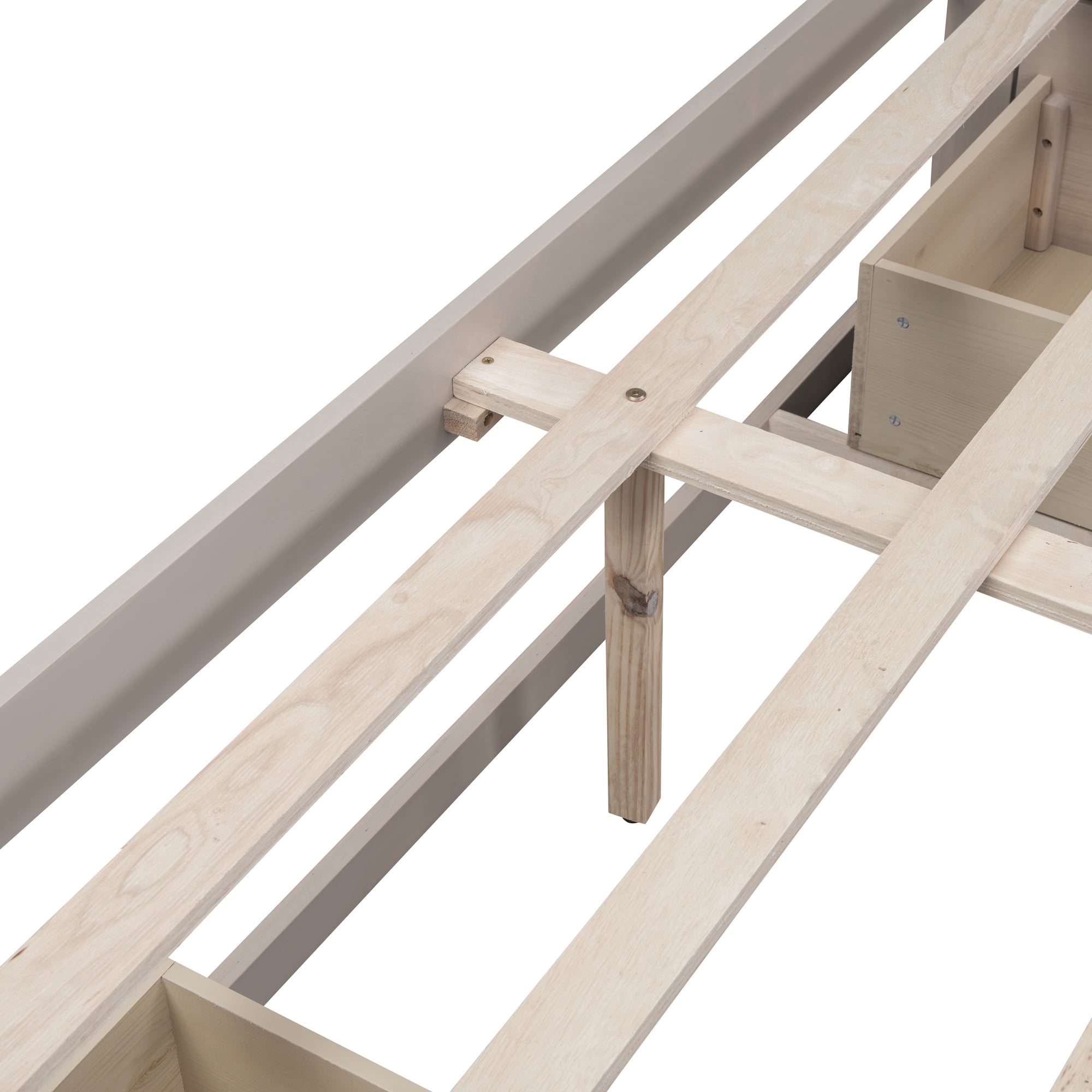 Euroco Wood Queen Size Platform Bed with 6 Drawers for Kids Teens Adults, Antique White - Image 9