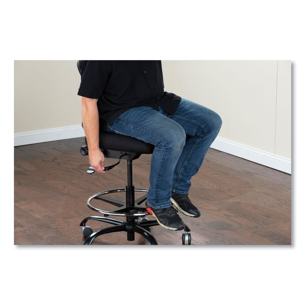 Safco Big and Tall Stool, Heavy Duty Black Vinyl Seat Mesh Back Rated to 400 lbs. - Image 3