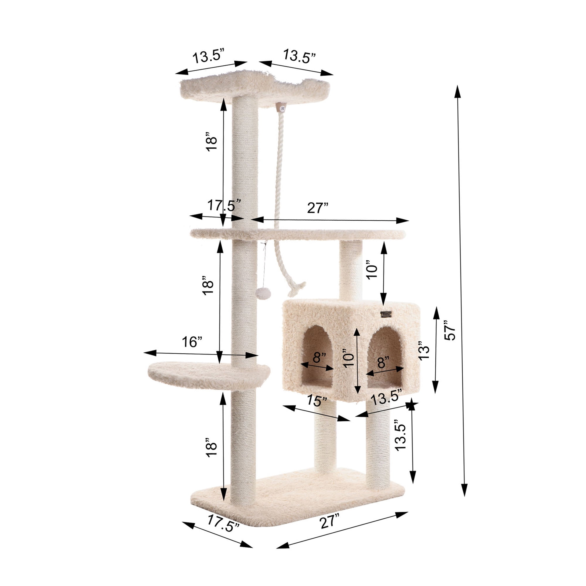 Armarkat Classic real wood Cat Tree Model A5708, 57 inch Beige - Image 2
