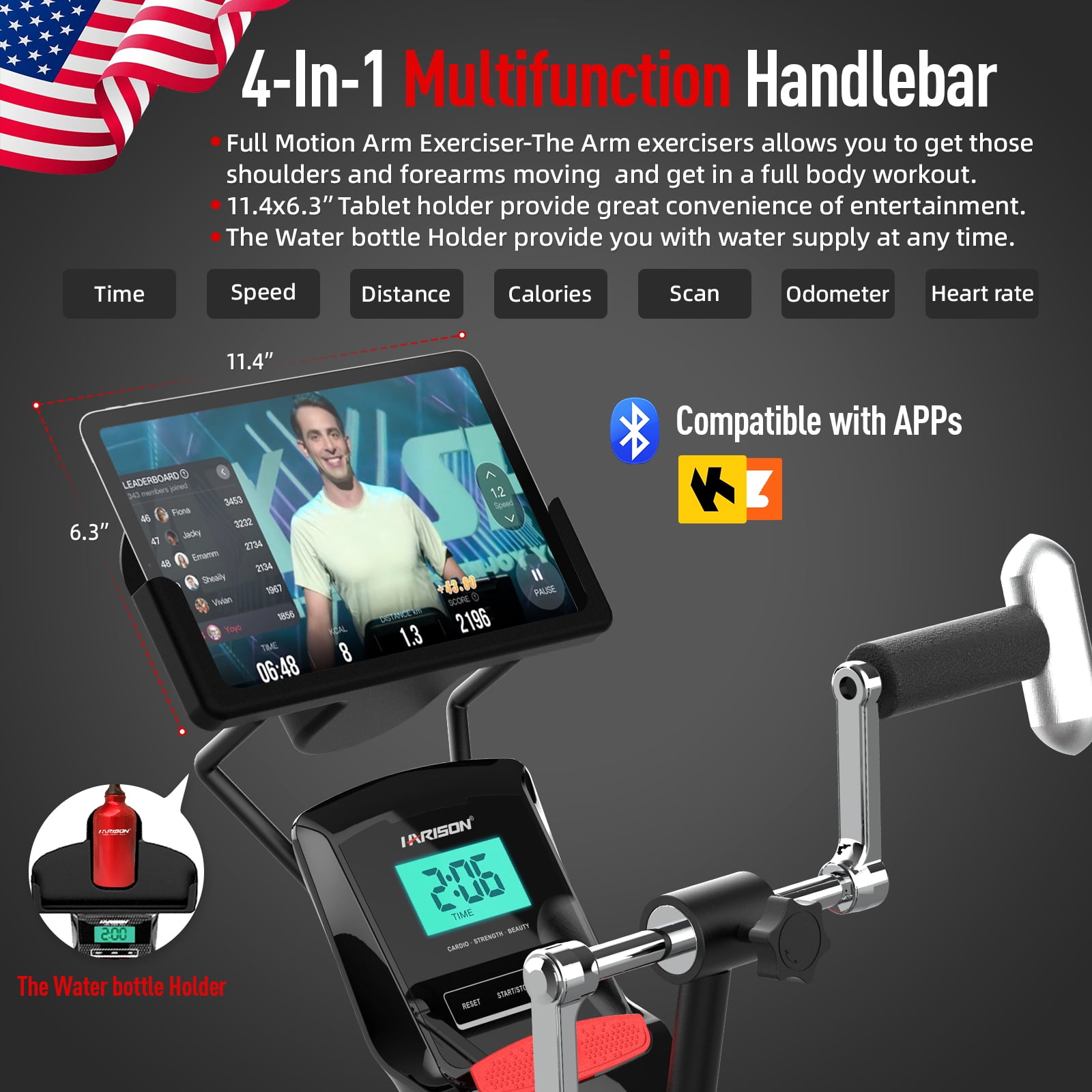 HARISON Magnetic Recumbent Exercise Bike with Arm Exerciser for Adults and Seniors, 400 lbs Capacity - Image 3