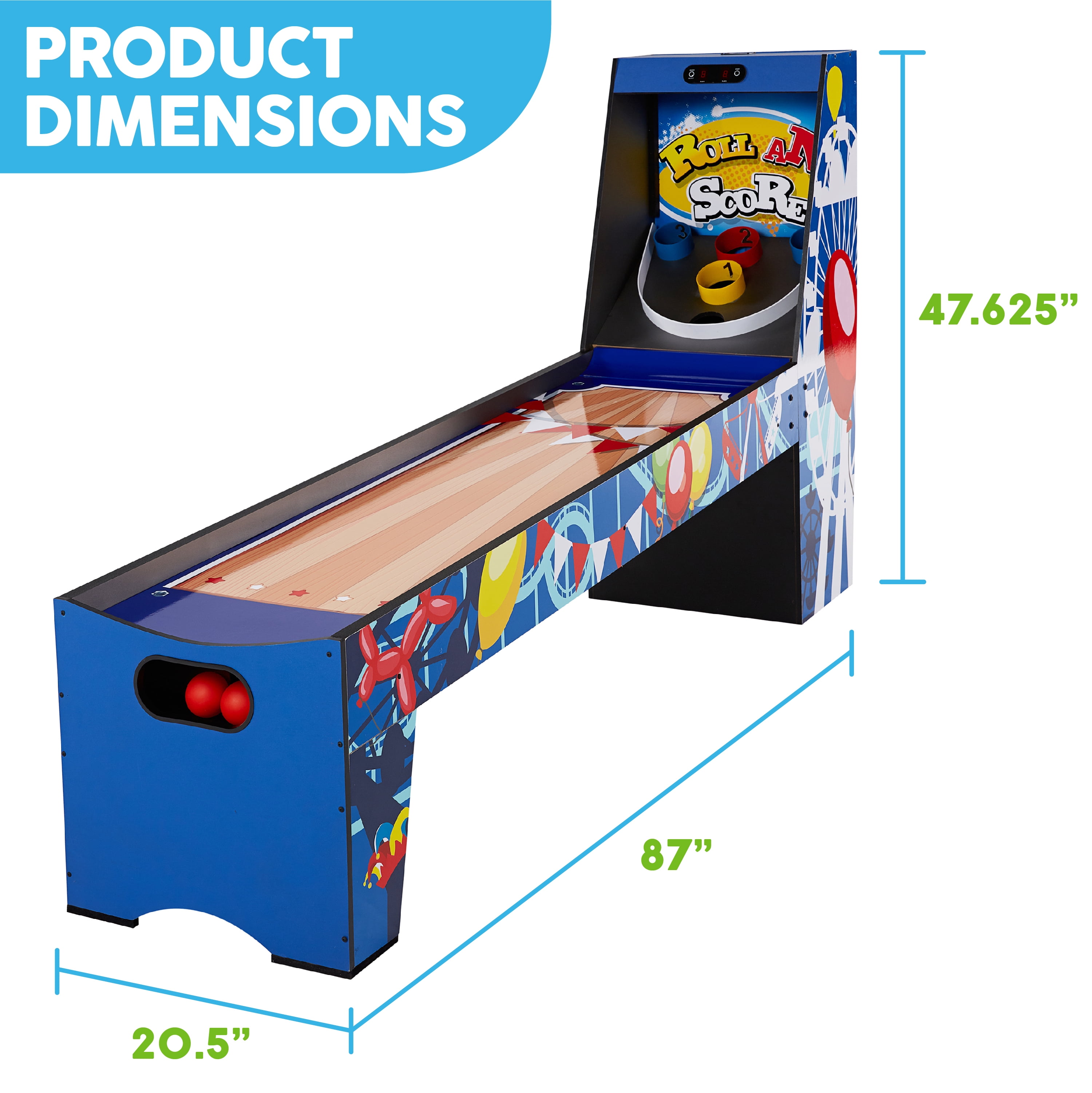 7.3 ft. Roll and Score Compact Arcade Game, Blue by Big Sky - Image 2