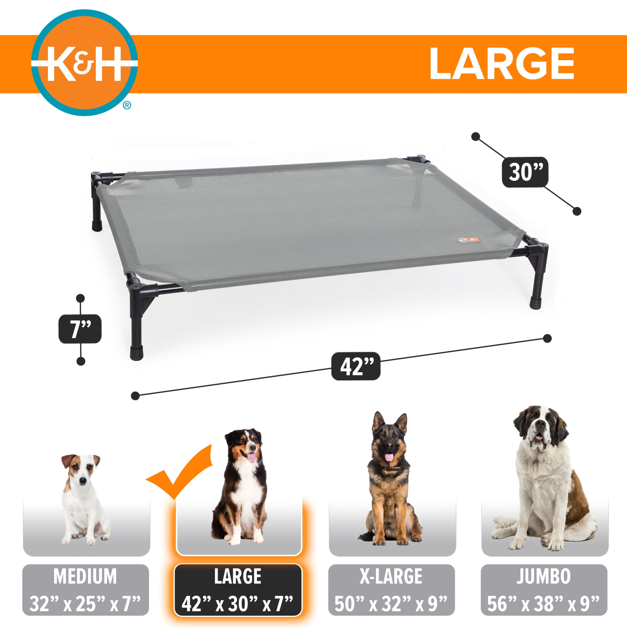 K&H Pet Products All Weather Elevated Outdoor Pet Cot Gray Large 42 X 30 X 7 Inches - Image 6