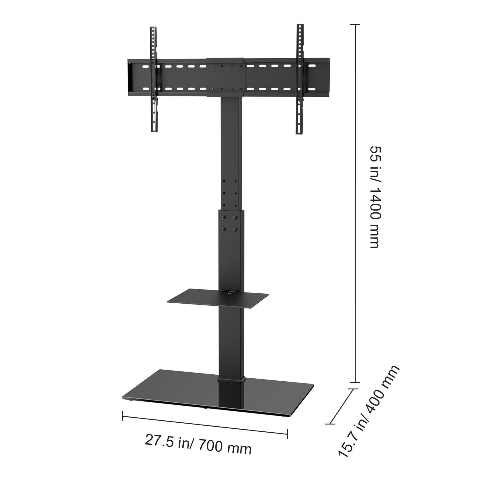 VEVOR Modern Universal Floor TV Stand Mount Swivel Universal TV Stand for 32"-85" TVs Adjustable Height Base Glass - Image 6