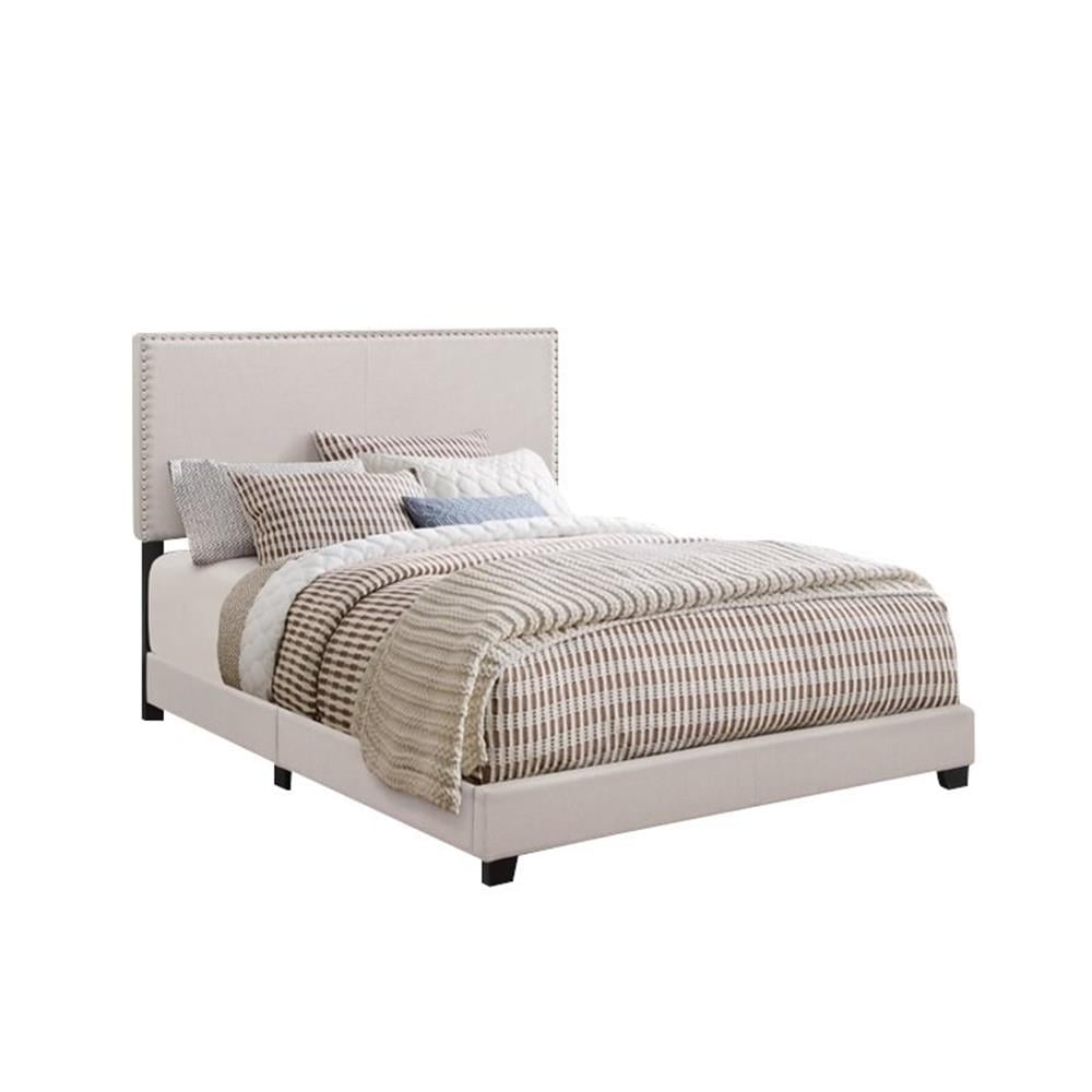 Boyd Queen Upholstered Bed with Nailhead Trim Ivory - Image 2