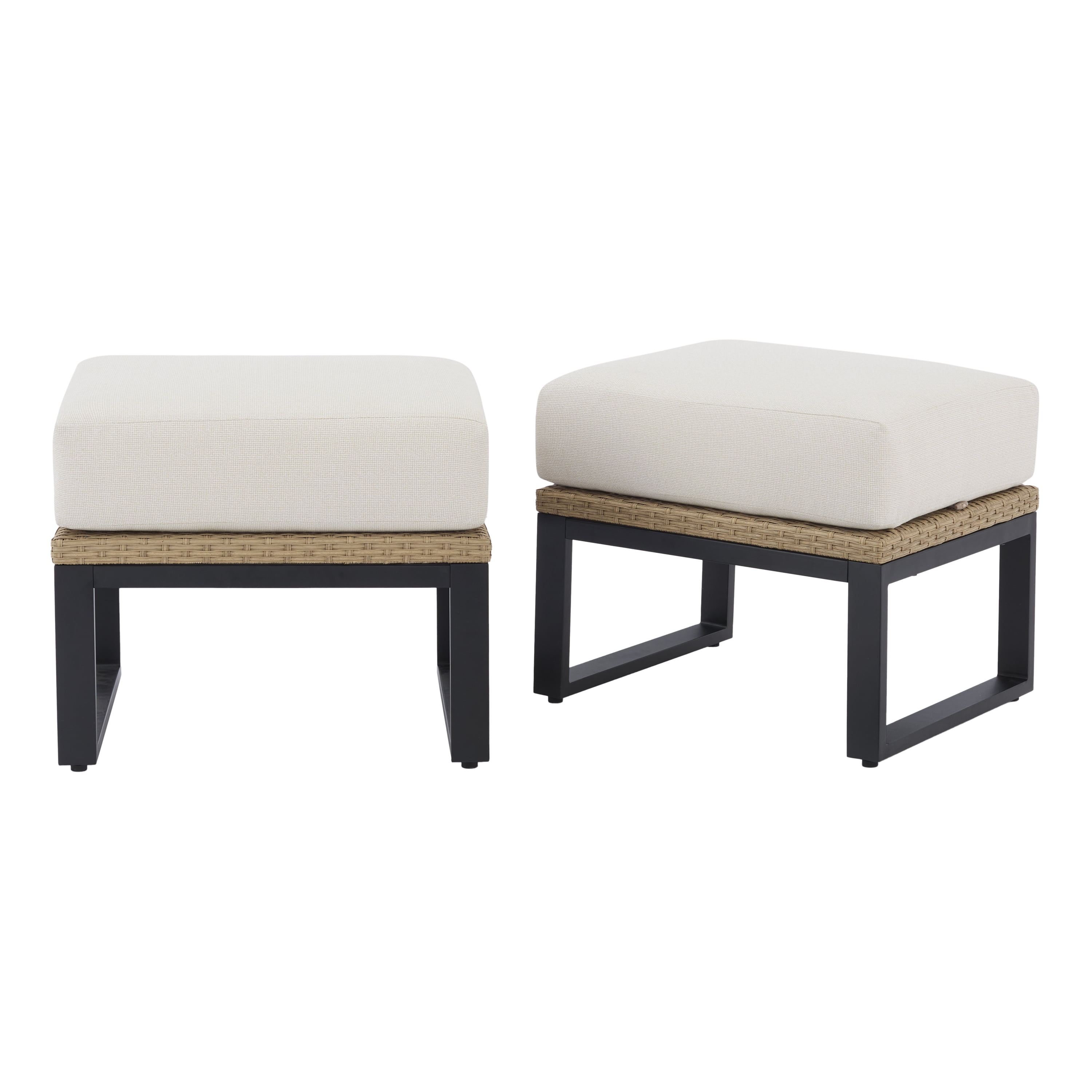 Better Homes & Gardens Ventura 2-Piece Outdoor Wicker Ottoman, Beige - Image 4