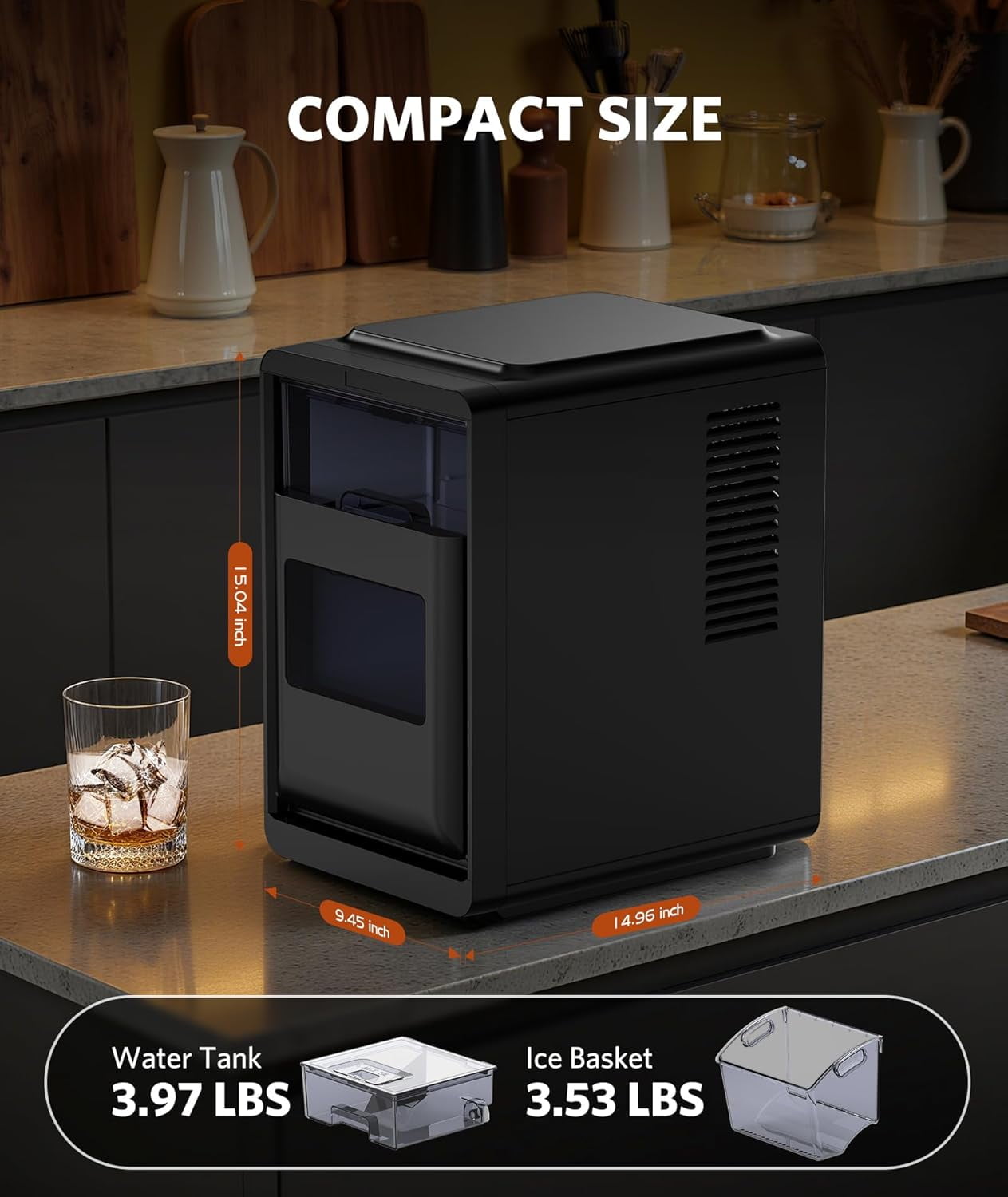 LHRIVER Nugget Ice Maker Countertop, Pebble Ice, 35Lbs/24H, Self-Cleaning, Silver - Image 7