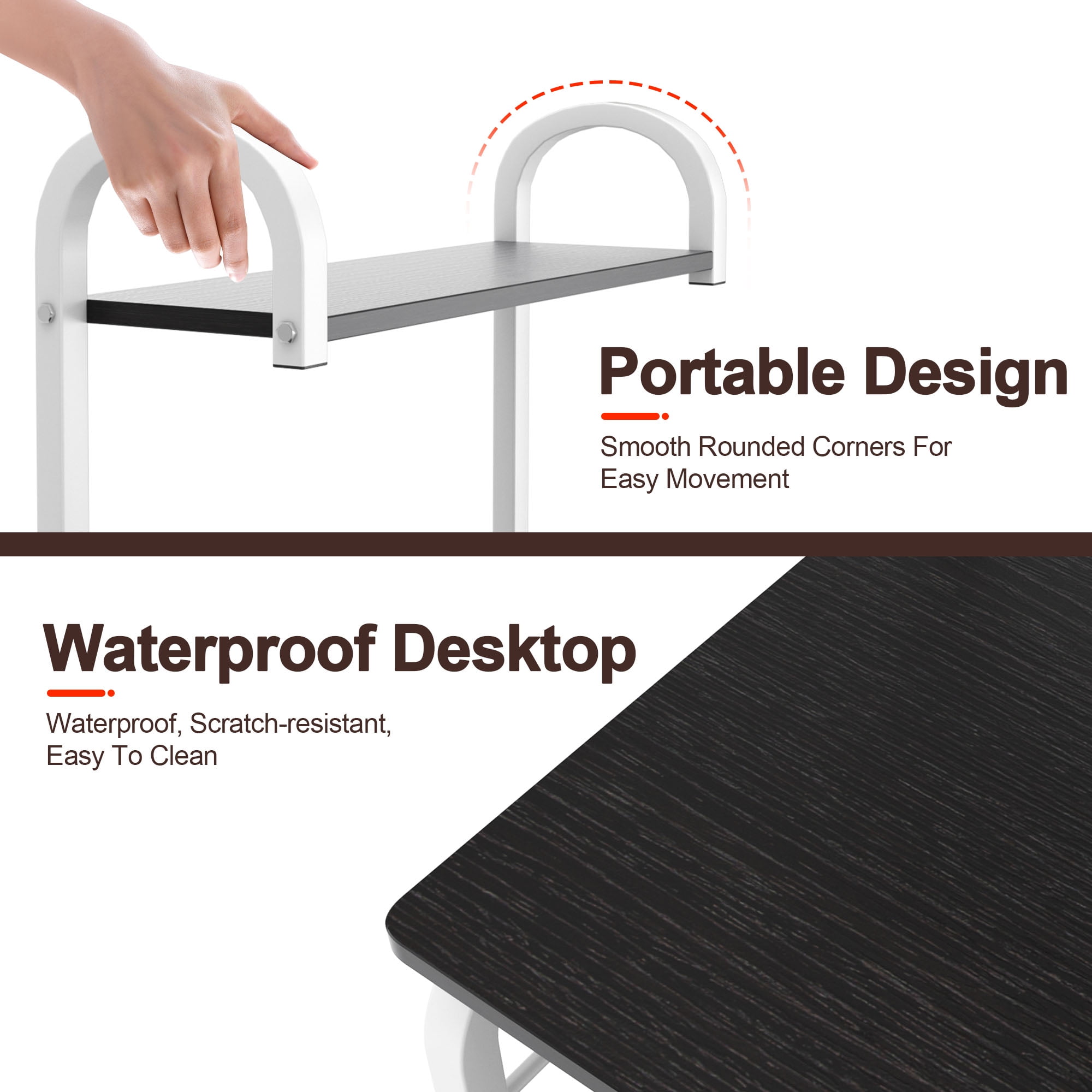 SOGES 4-Tier Kitchen Baker's Rack Utility Microwave Stand with 5 Hooks, Metal Storage Shelves, Black Walnut - Image 4